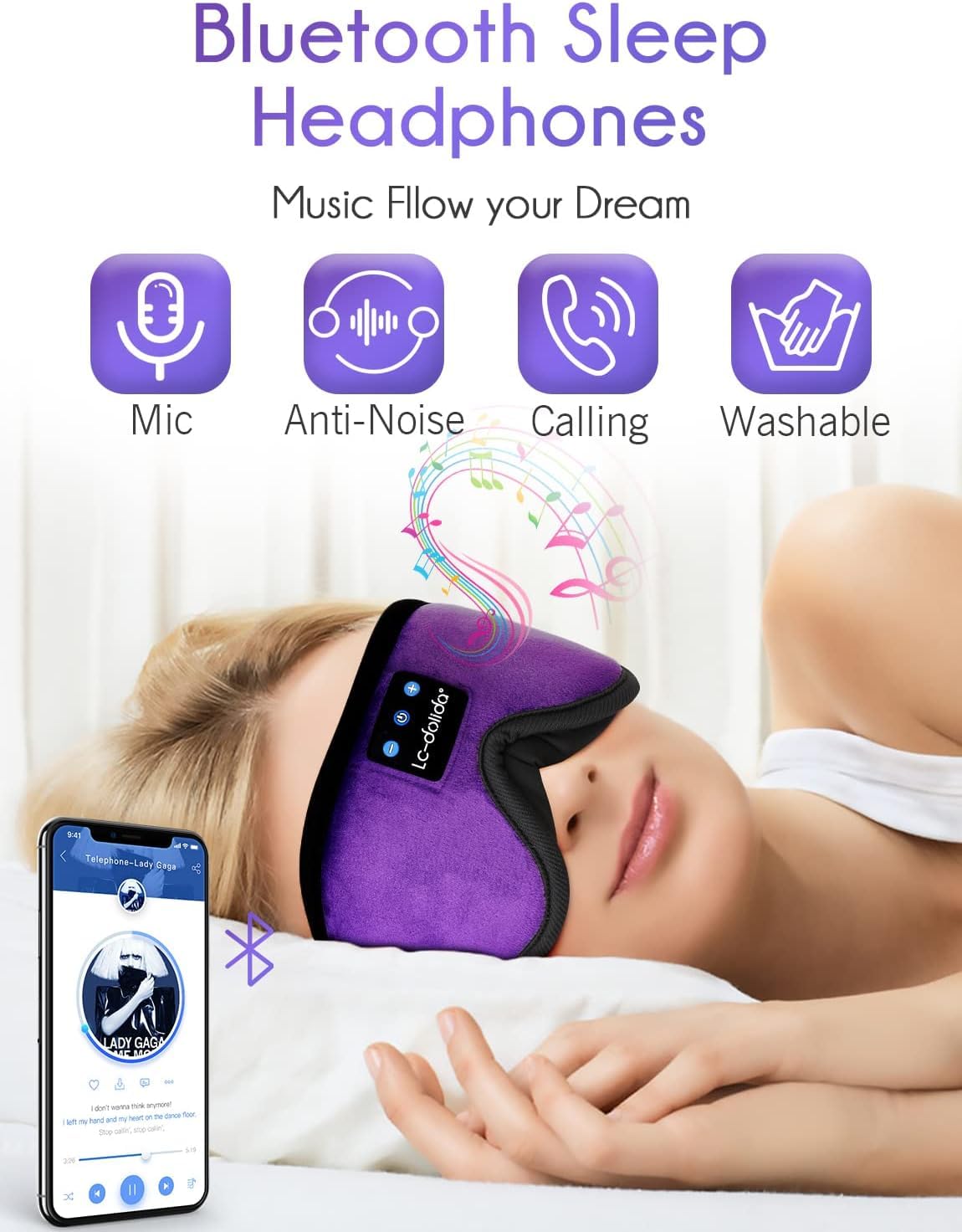 Sleep Headphones, 3D Sleep Mask Bluetooth Wireless Music Eye Mask