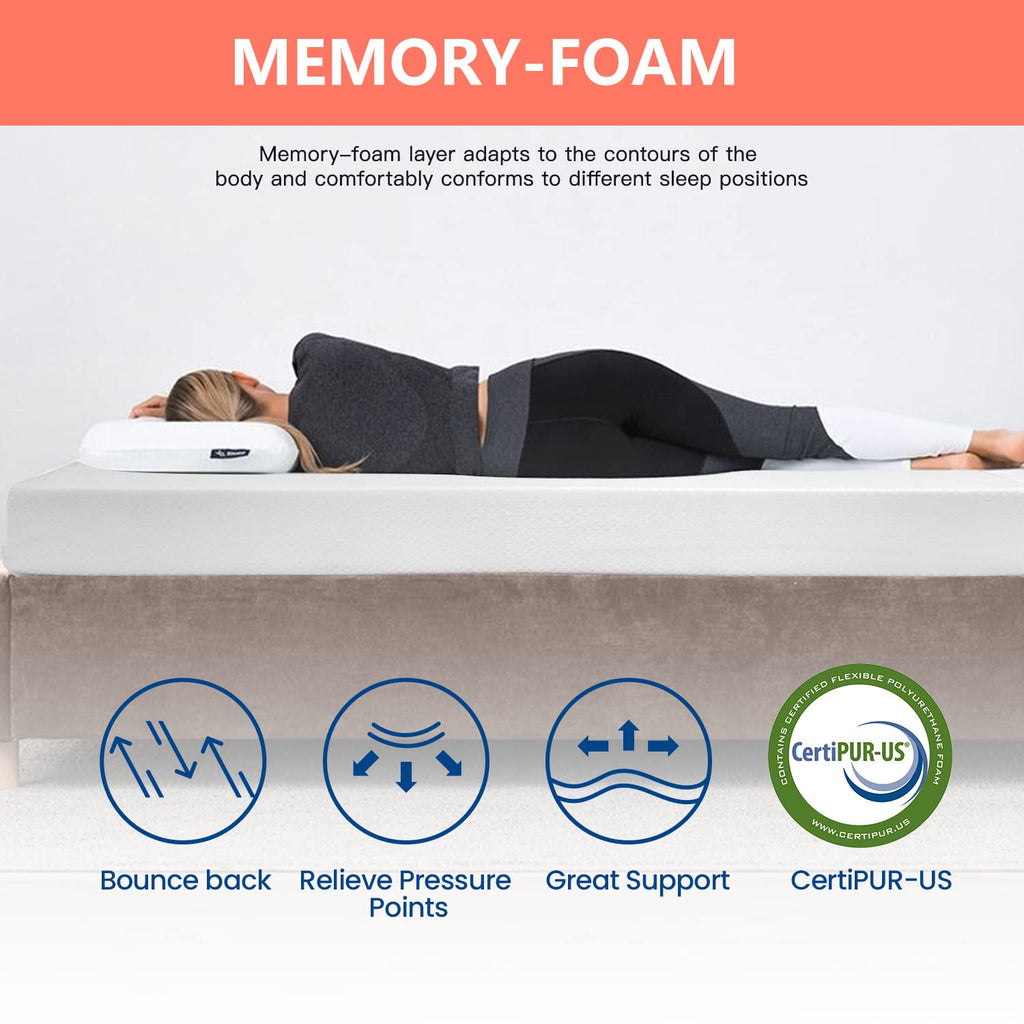 Gel Memory Foam Mattress | White | Bed in a Box,Pressure Relief, Cooling Ventilated Foam
