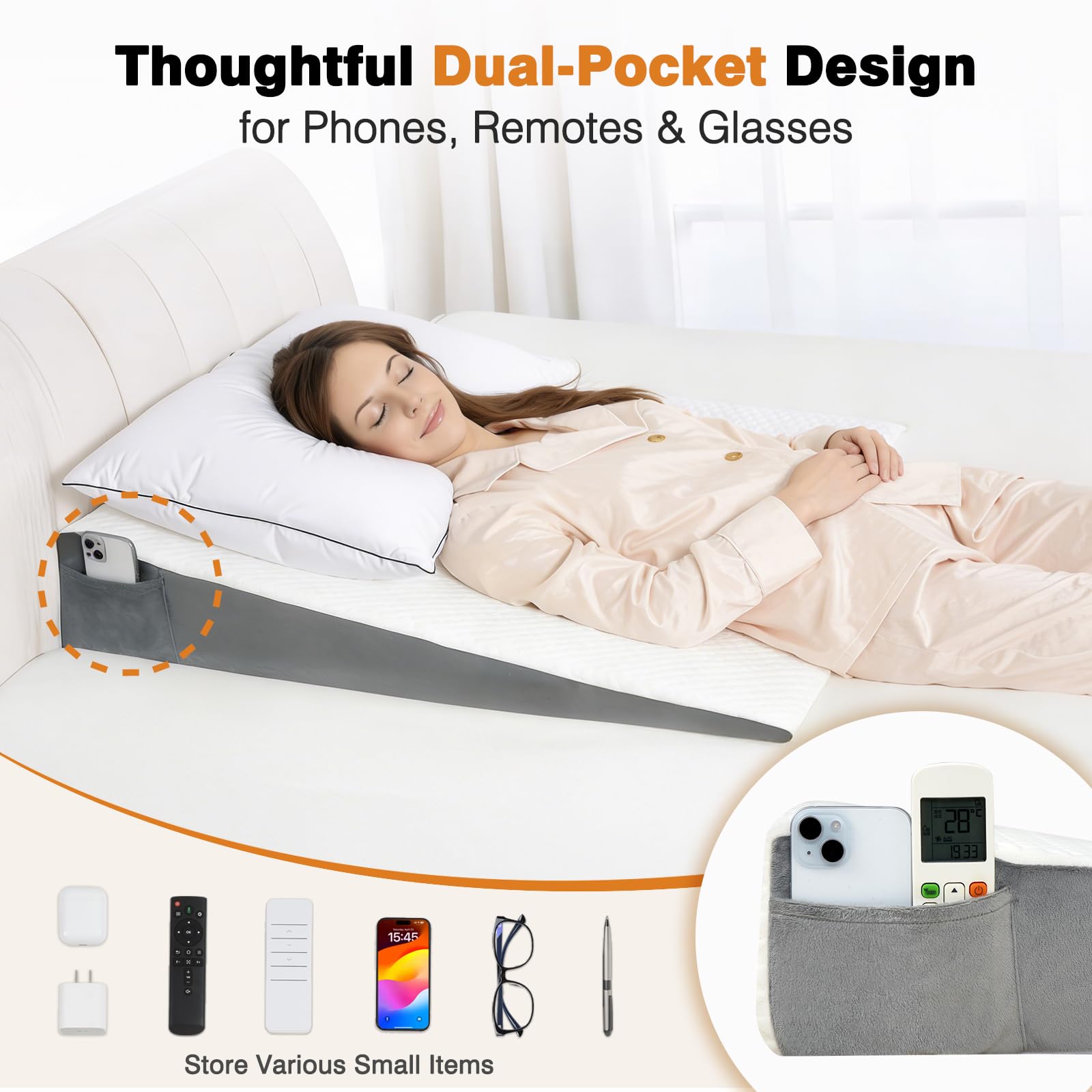 34" Extra-Long Wedge Pillow, Back & Arm Support, Bed Wedge