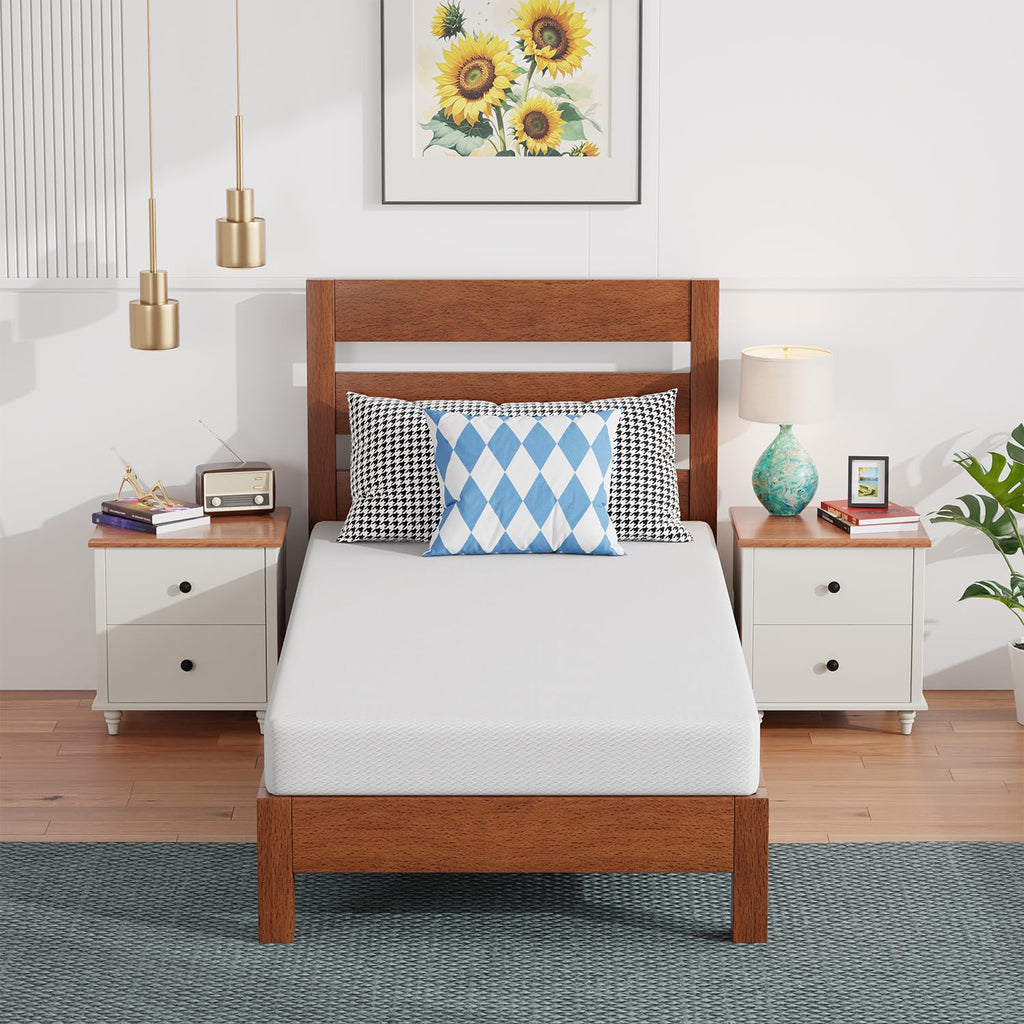 Gel Memory Foam Mattress | White | Bed in a Box,Pressure Relief, Cooling Ventilated Foam