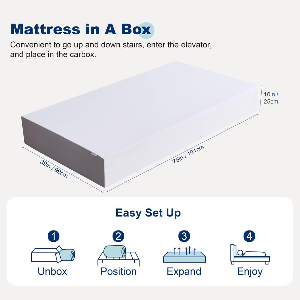 Memory Foam Mattress, Soft Plush Feel, Breathable, 12 Inch, Queen, White/Grey