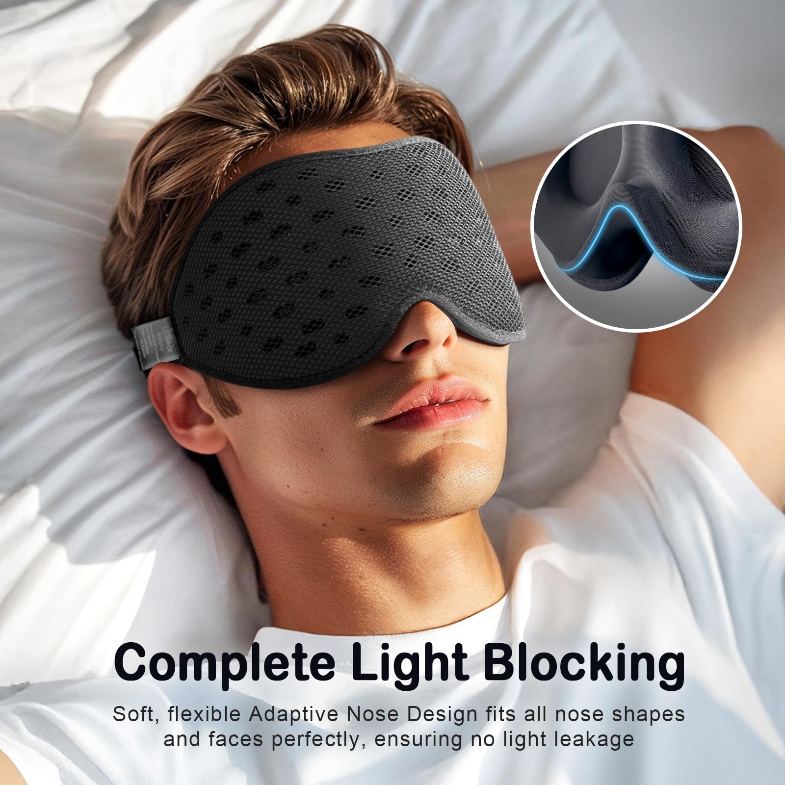 Breathable Sleep Mask, 3D Eye Mak Sleep for Side Sleepers