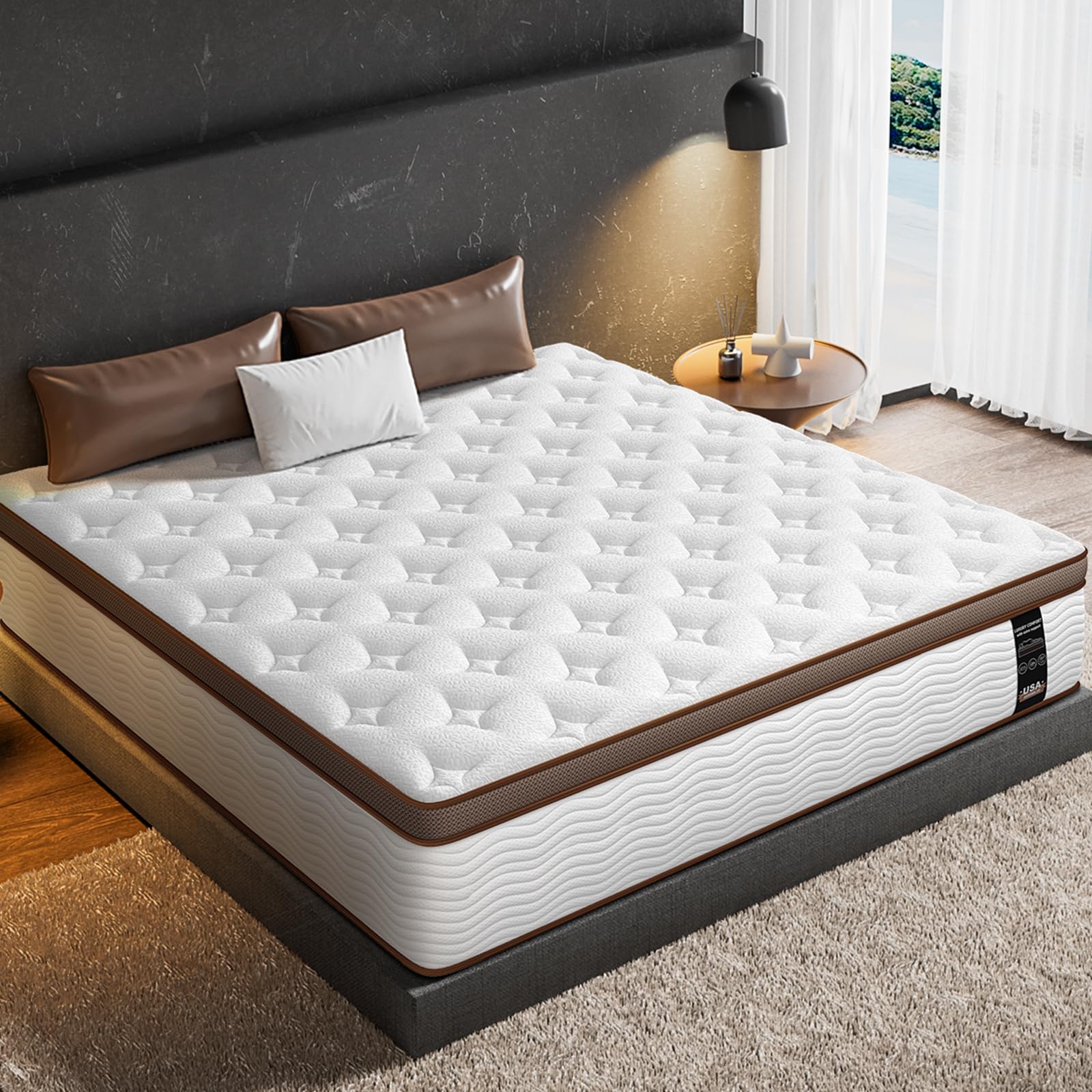 Queen Mattress 14 Inch - Firm Hybrid Mattress with Orthopedic Spinal Support for Back Pain