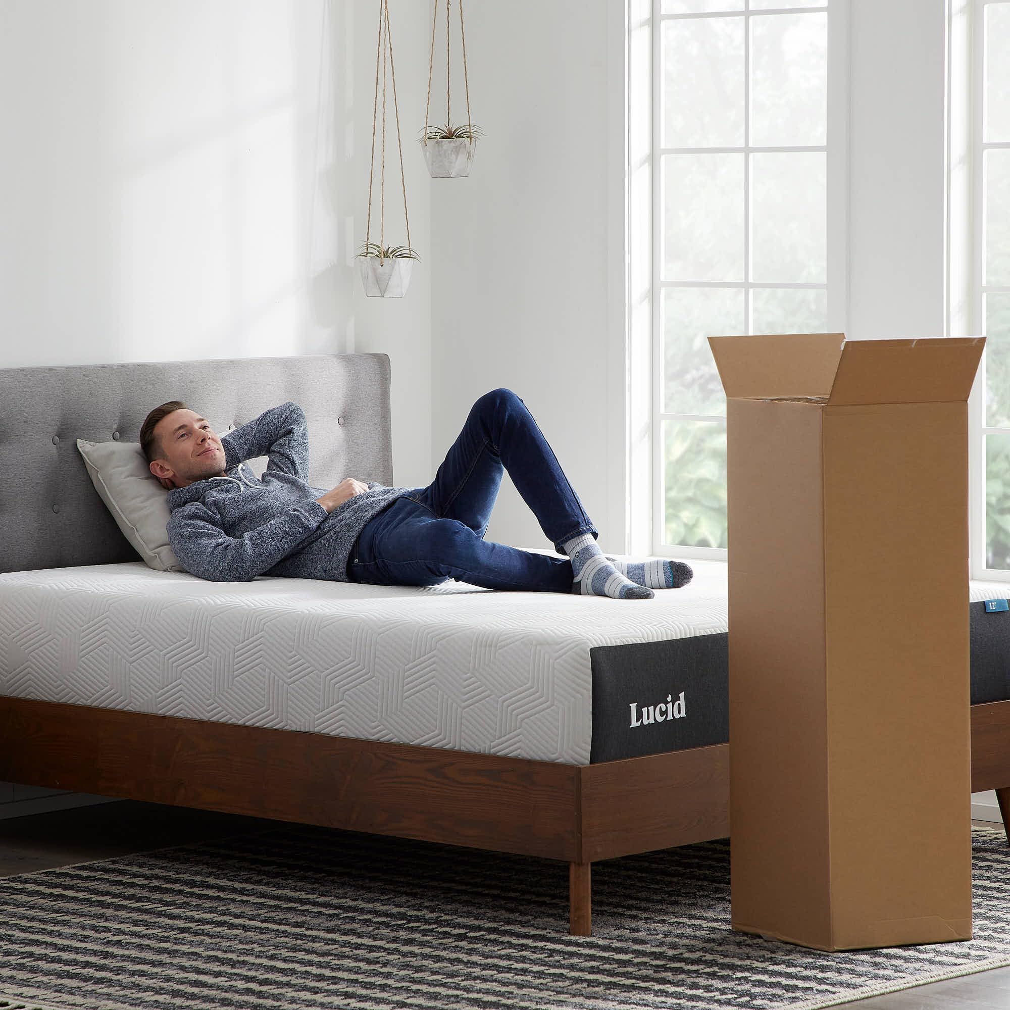 Lucid 8 Inch Memory Foam Mattress - Medium Firm Feel - Infused with Refreshing Bamboo Charcoal and Cooling Gel - Bed in a Box