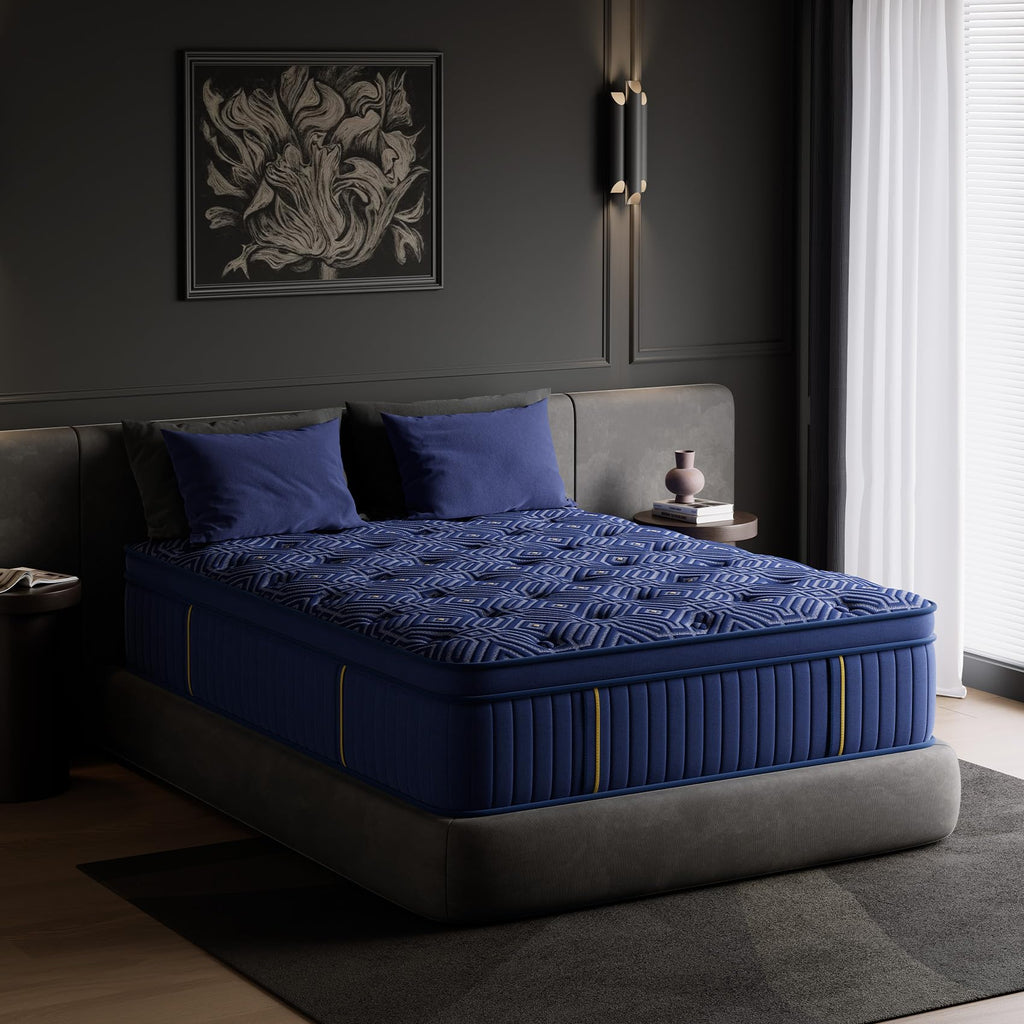 King Size Mattress 14 Inch, King Mattresses in a Box Hybrid Medium Feel Memory Foam and Individual Pocket Springs