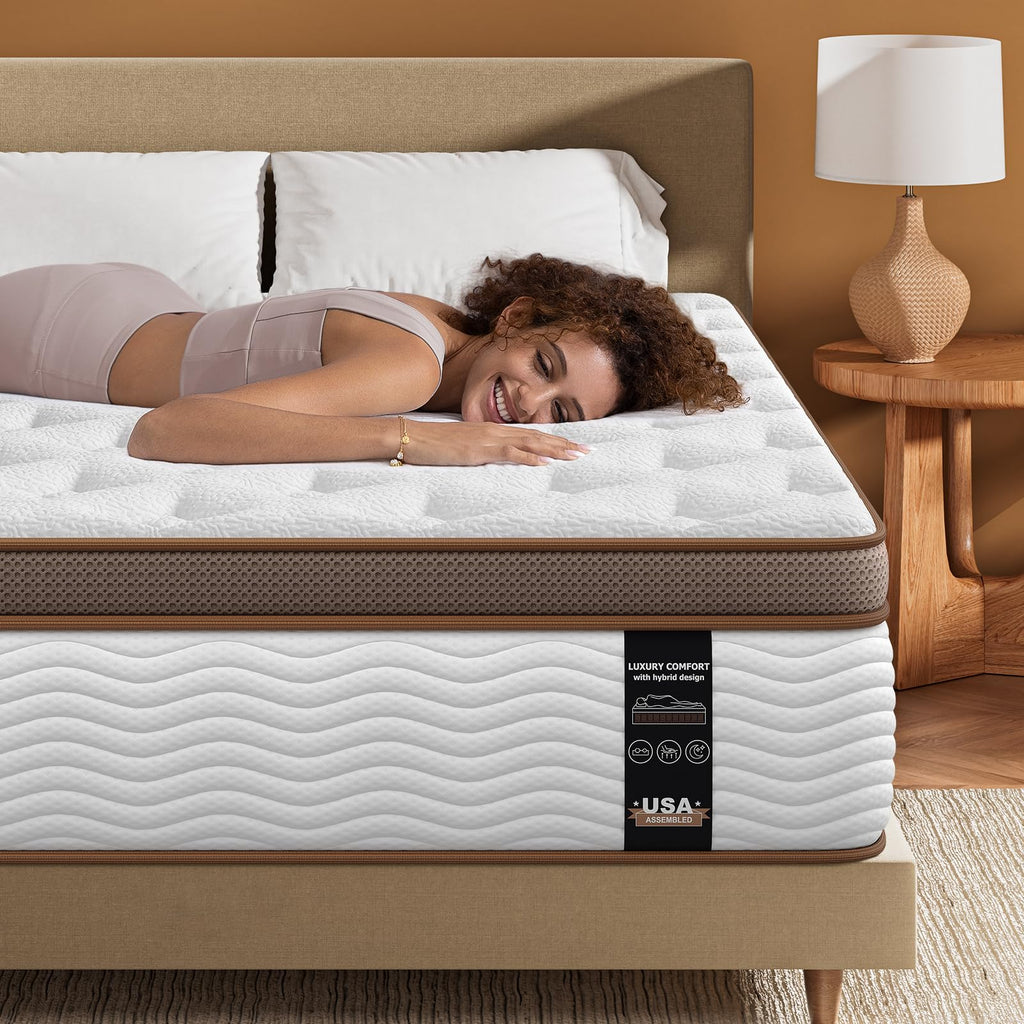 Queen Mattress 14 Inch - Firm Hybrid Mattress with Orthopedic Spinal Support for Back Pain