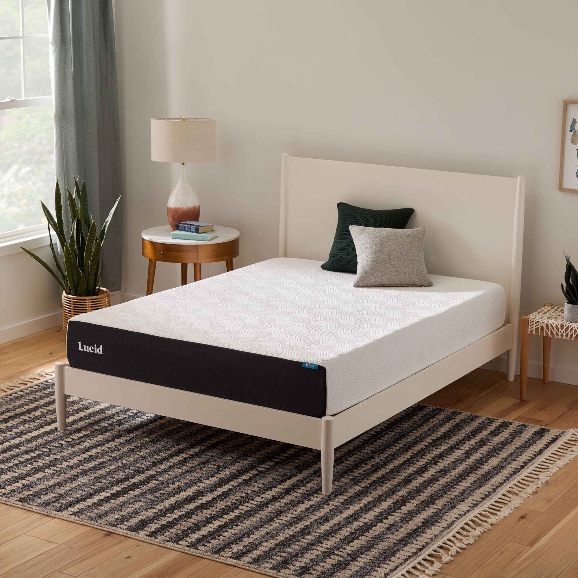 Lucid 8 Inch Memory Foam Mattress - Medium Firm Feel - Infused with Refreshing Bamboo Charcoal and Cooling Gel - Bed in a Box