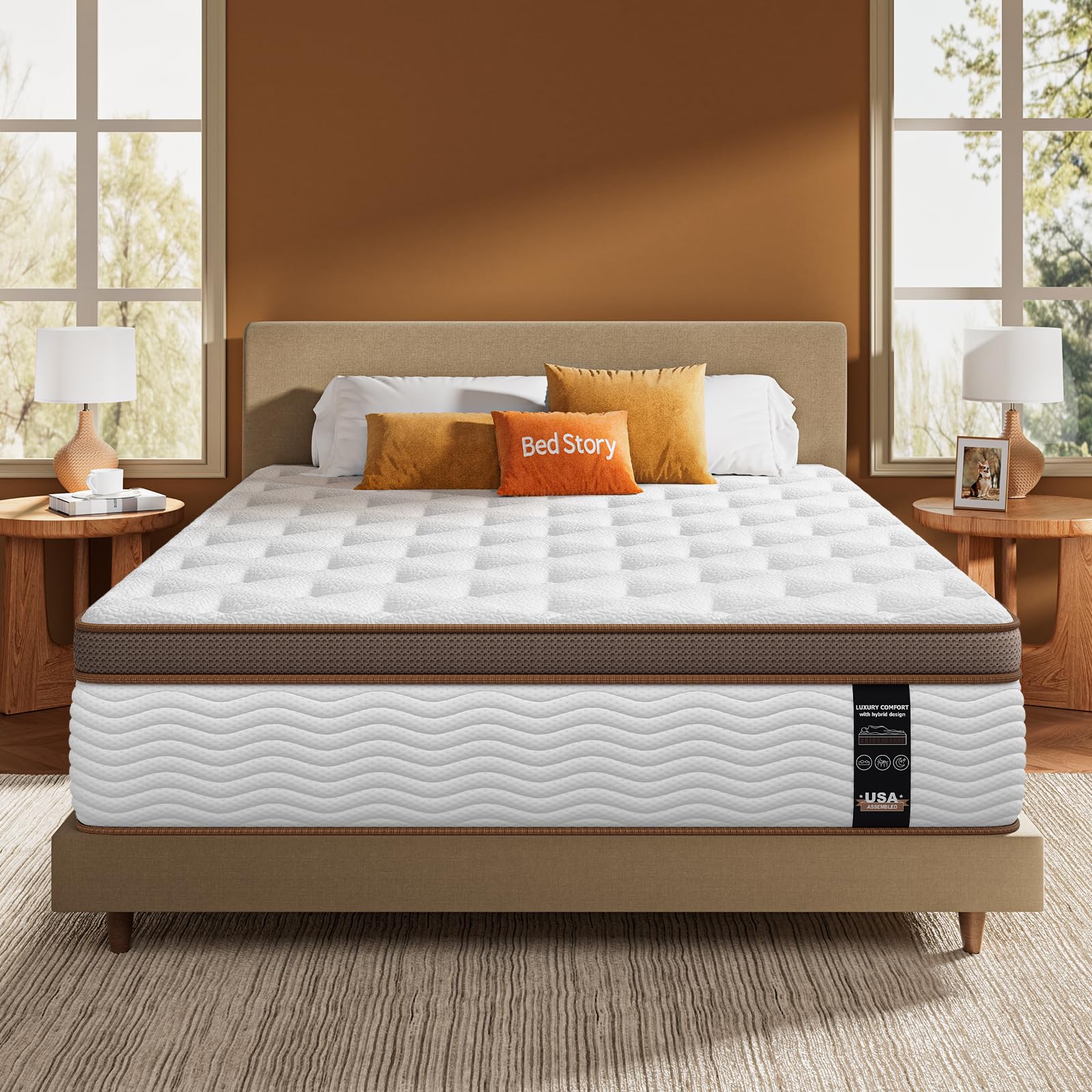 Queen Mattress 14 Inch - Firm Hybrid Mattress with Orthopedic Spinal Support for Back Pain