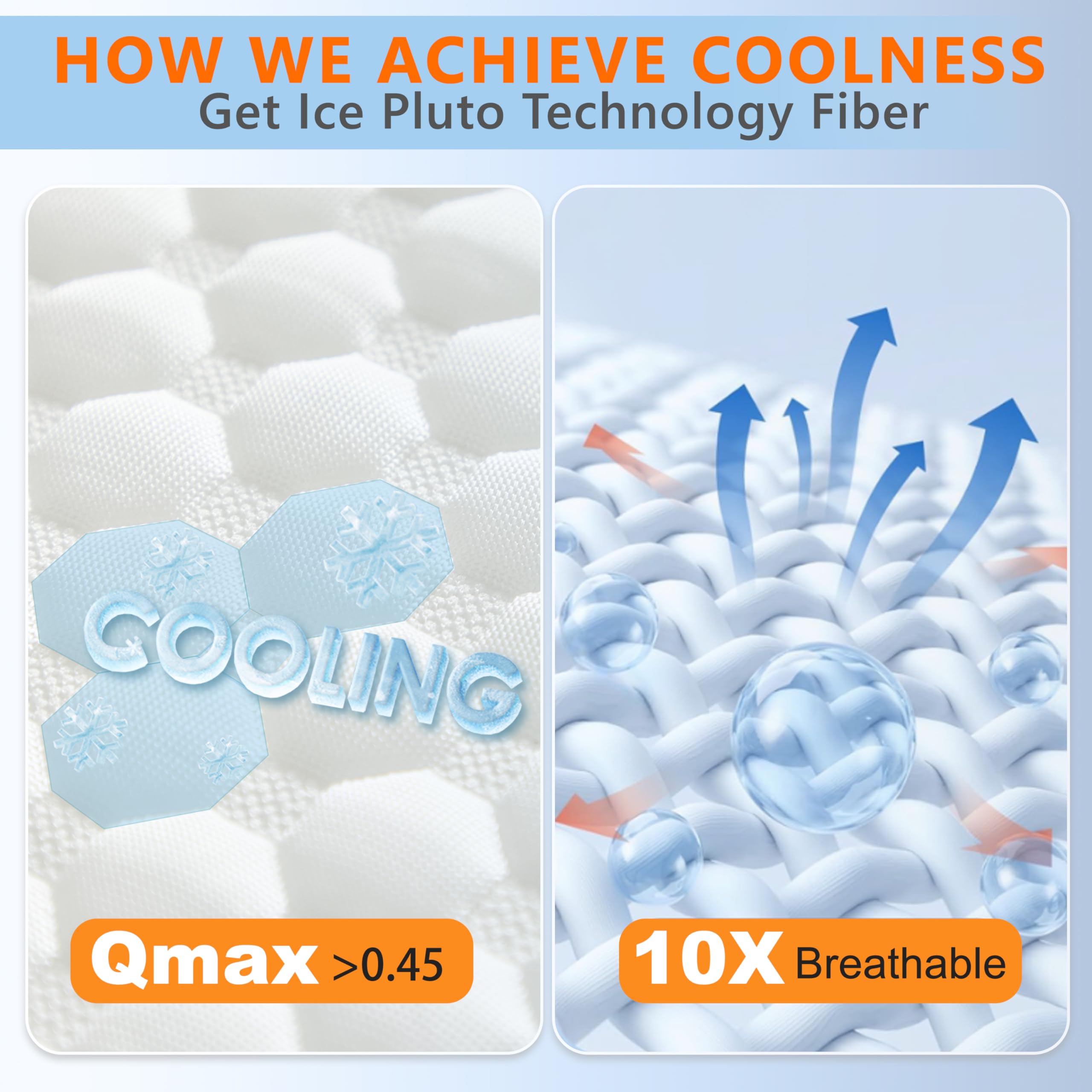 Cooling Pillows Queen Size Set of 2, Memory Foam Pillows with Zipper