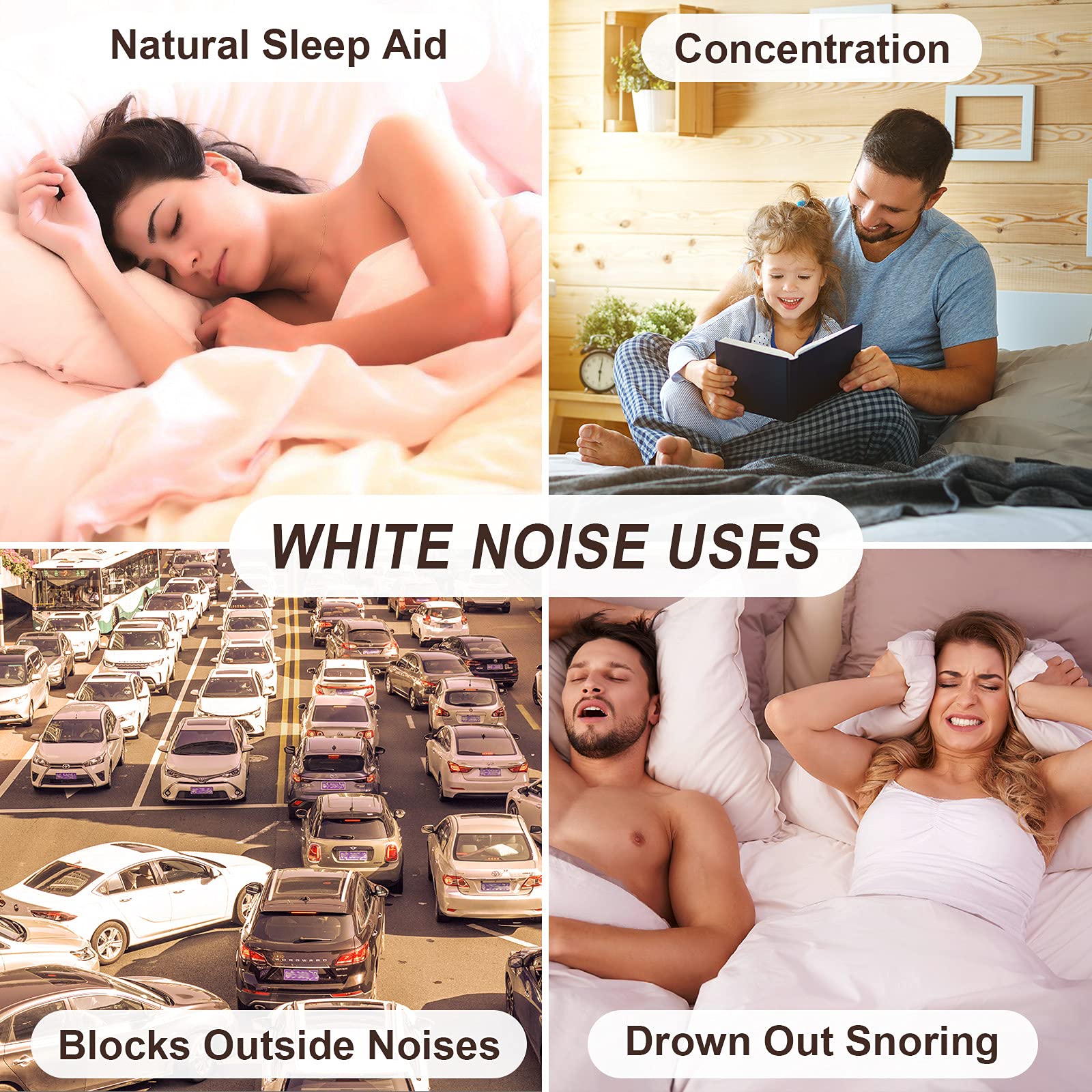 White Noise Machine with 31 Soothing Sounds, 5W Loud Stereo Sound, Auto-Off Timer, Adjustable Volume, Sleep Sound Machine