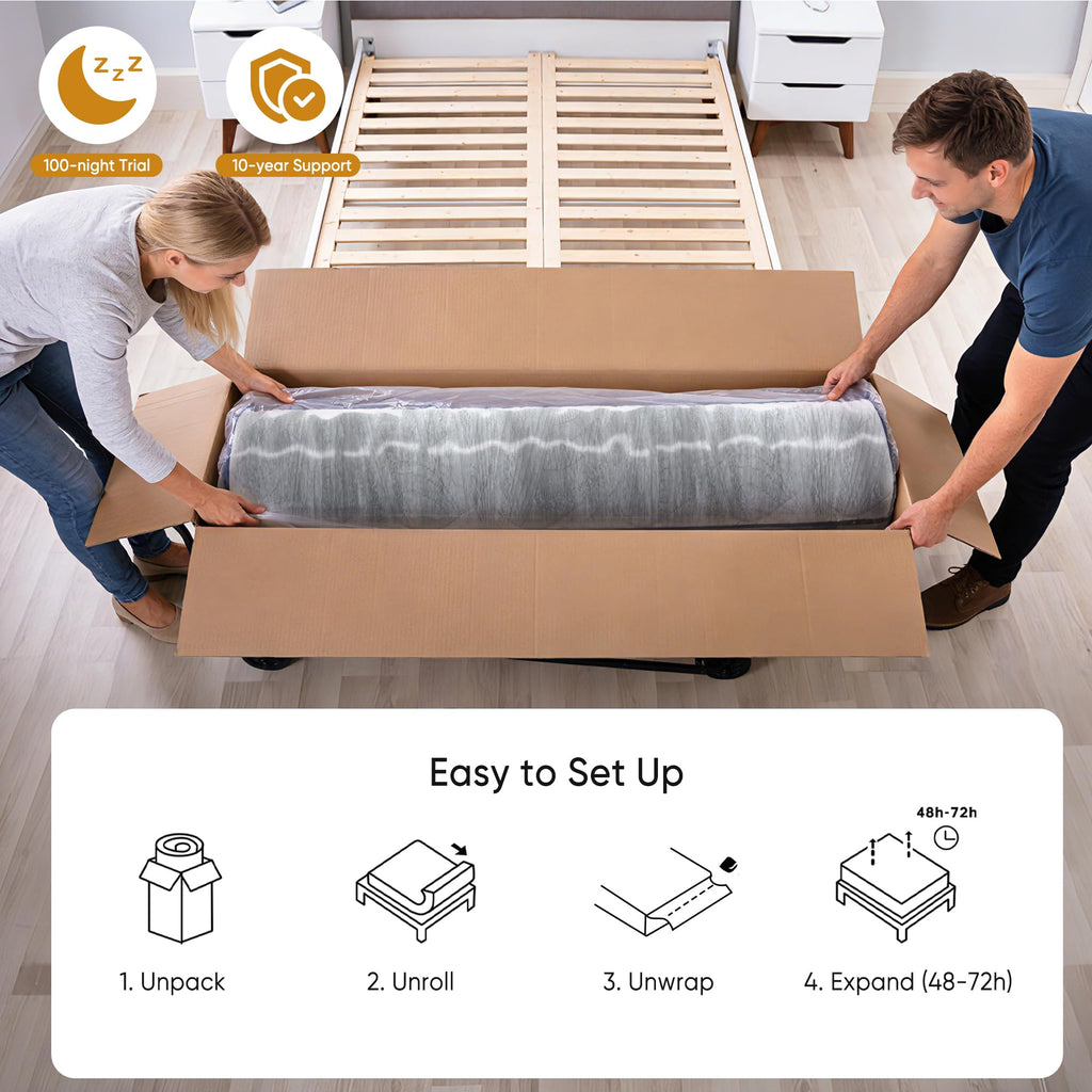 Full Mattress 12 Inch in a Box, Hybrid Full Mattress with Memory Foam and Innersprings