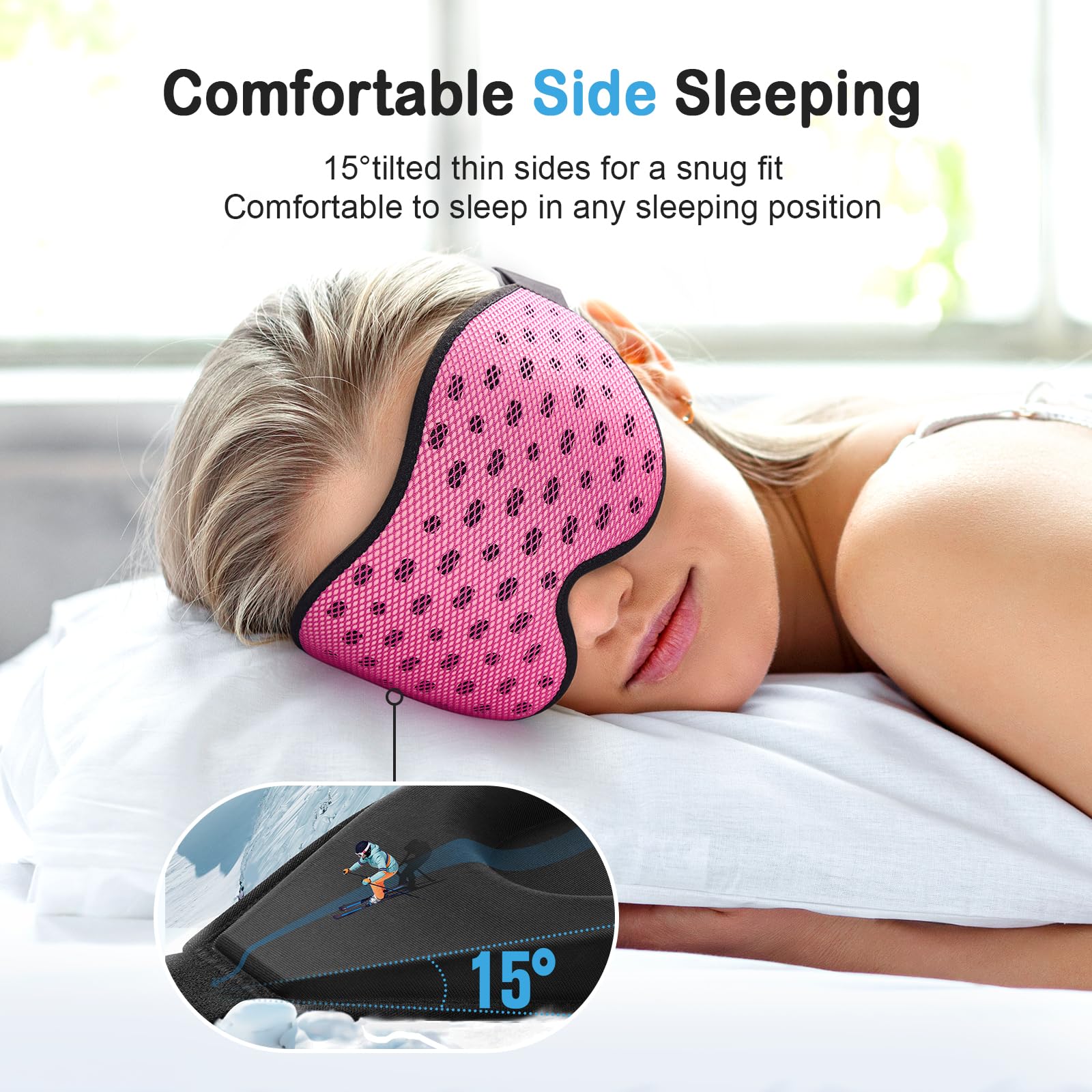 Breathable Sleep Mask, 3D Eye Mak Sleep for Side Sleepers