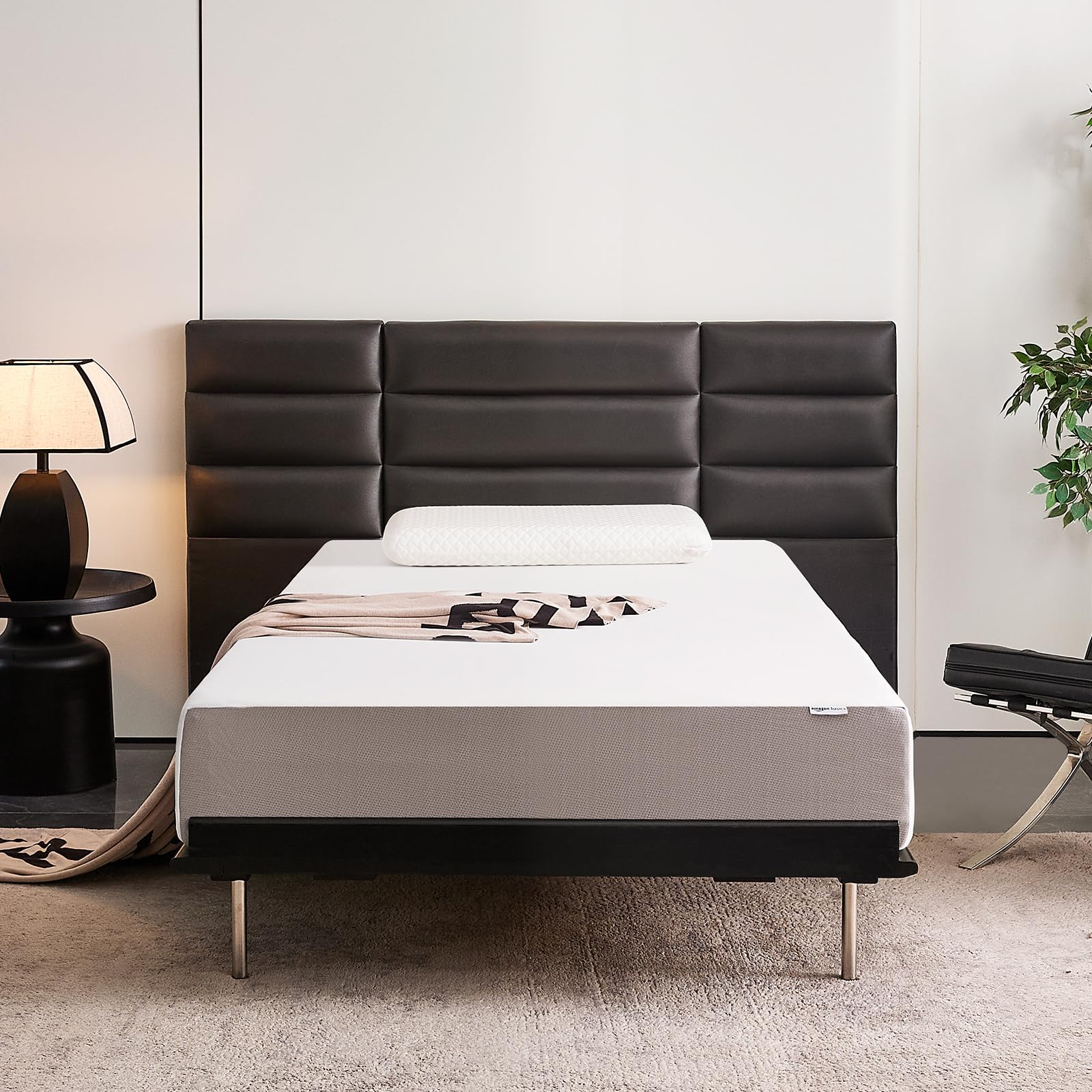 Memory Foam Mattress, Soft Plush Feel, Breathable, 12 Inch, Queen, White/Grey