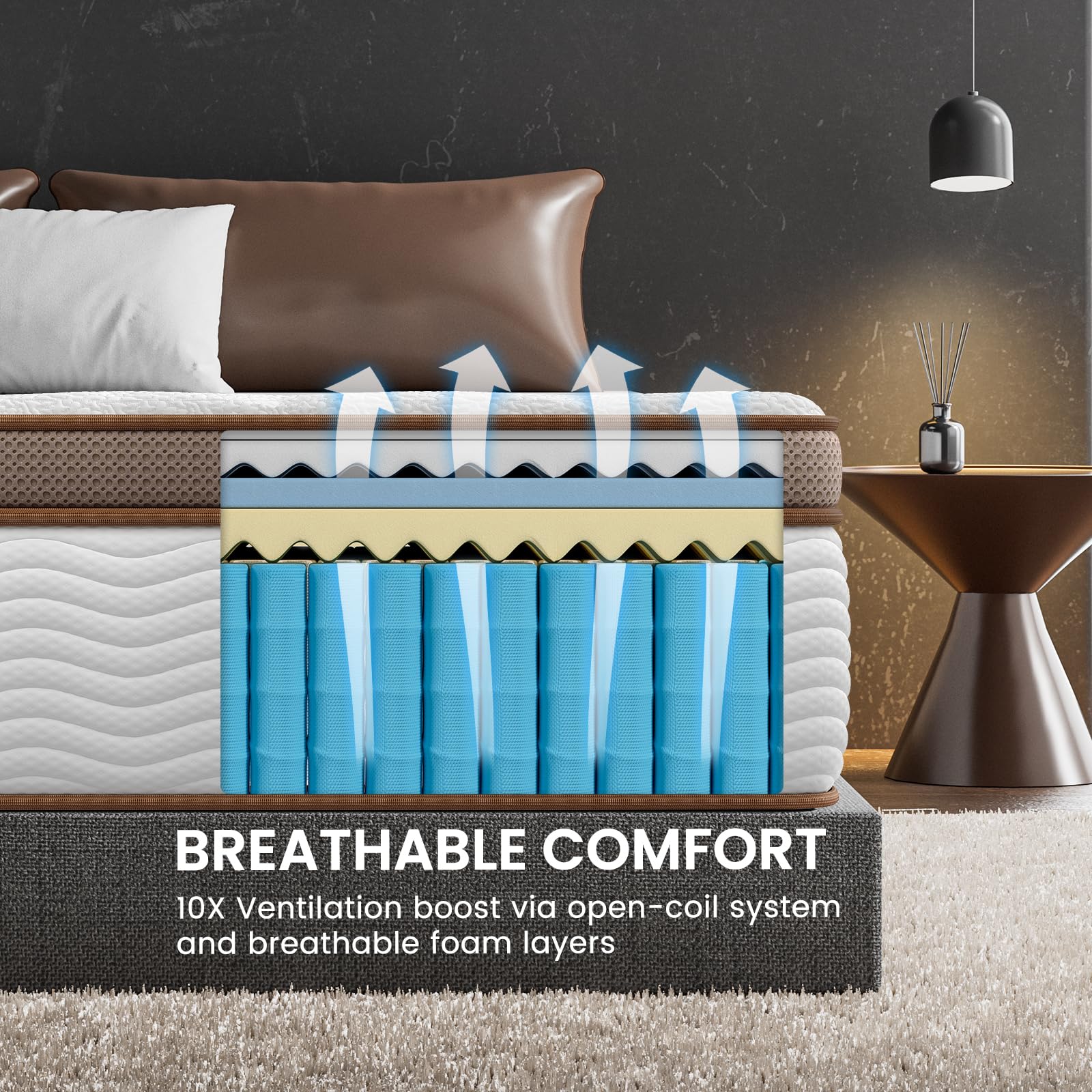Queen Mattress 14 Inch - Firm Hybrid Mattress with Orthopedic Spinal Support for Back Pain