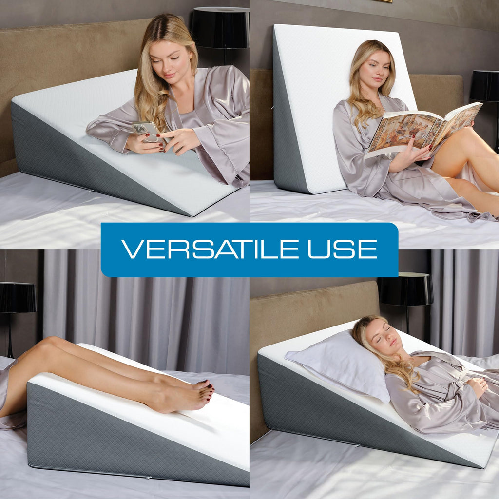 Kolbs Bed Wedge Pillow for Sleep Apnea, FSA Eligible Acid Reflux, and Back Pain Relief, with Chic Jacquard Cover - Headboard Wedges for Sleeping (Standard Width 7.5" Height)