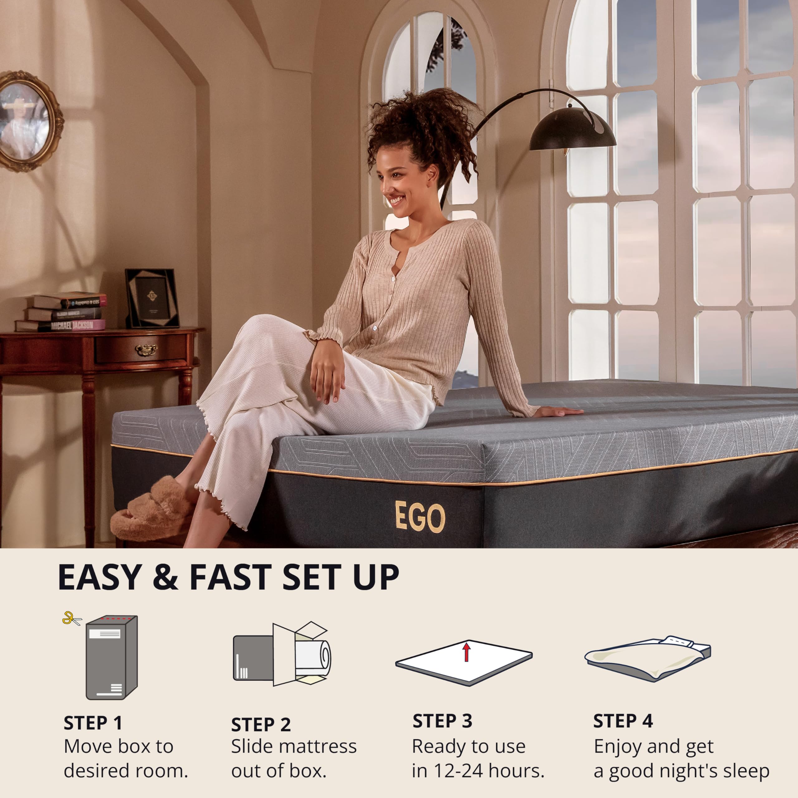 14 Inch Queen Memory Foam Mattress for Back Pain, Cooling Copper Gel Bed in a Box