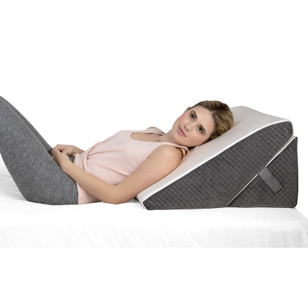 Kolbs Bed Wedge Pillow for Sleep Apnea, FSA Eligible Acid Reflux, and Back Pain Relief, with Chic Jacquard Cover - Headboard Wedges for Sleeping (Standard Width 7.5" Height)