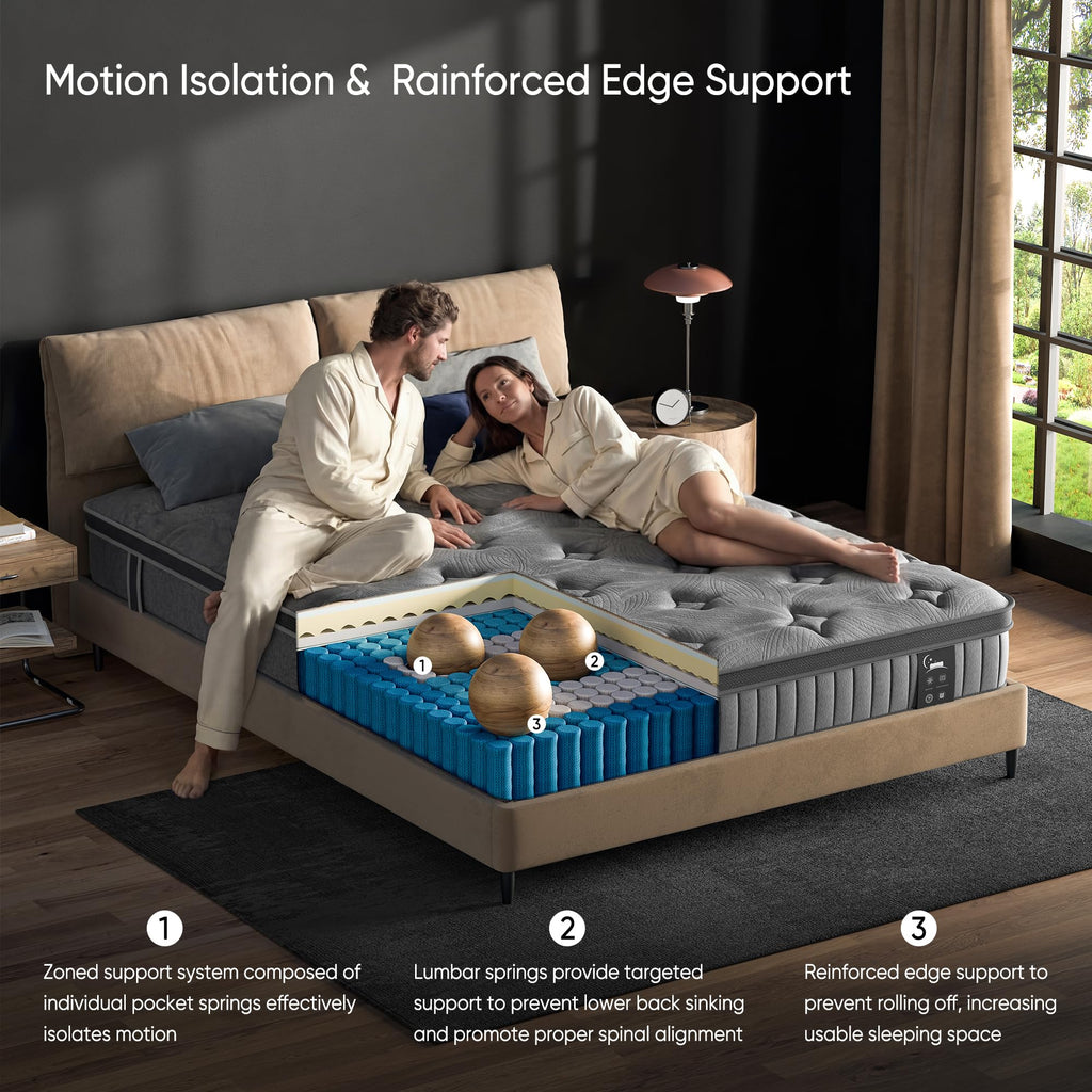 Full Mattress 12 Inch in a Box, Hybrid Full Mattress with Memory Foam and Innersprings