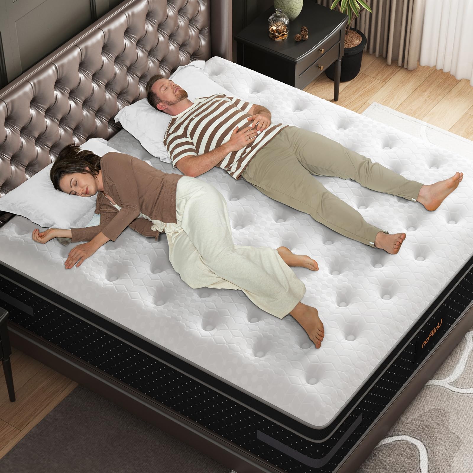 Firm Mattress, 14 Inch Hybrid Bed Mattresses for Back Pain Relief Extra Lumbar Support Motion Isolation