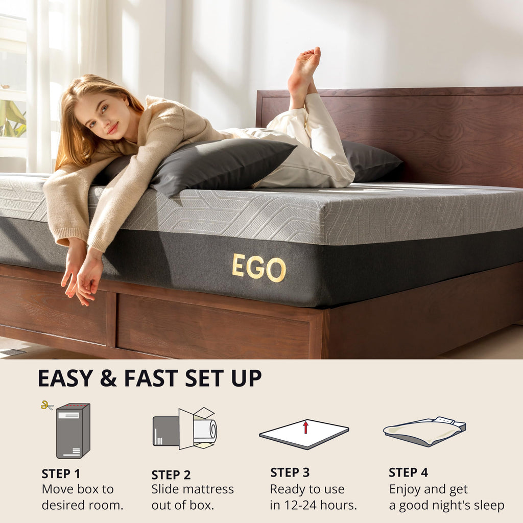 14 Inch Queen Memory Foam Mattress for Back Pain, Cooling Copper Gel Bed in a Box