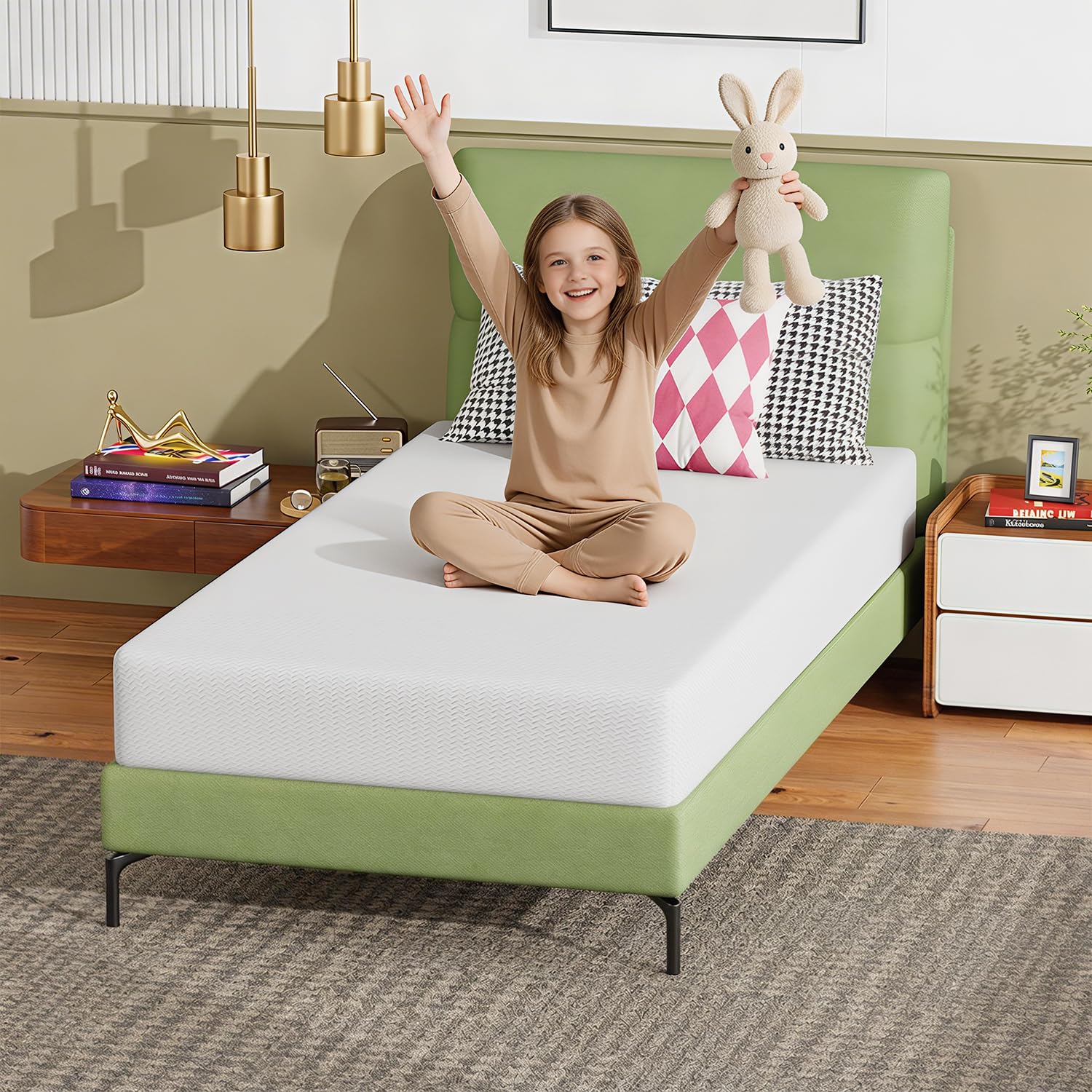 Gel Memory Foam Mattress | White | Bed in a Box,Pressure Relief, Cooling Ventilated Foam