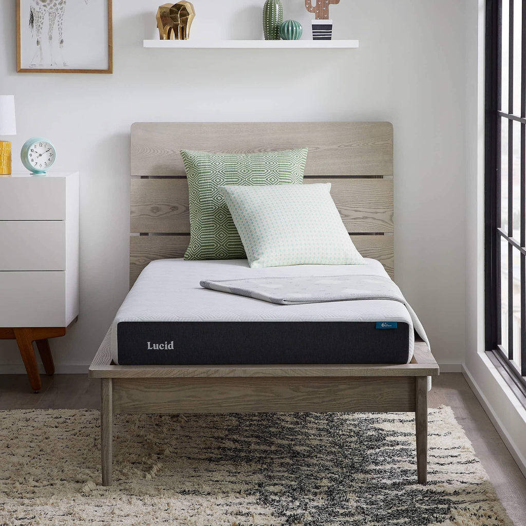 Lucid 8 Inch Memory Foam Mattress - Medium Firm Feel - Infused with Refreshing Bamboo Charcoal and Cooling Gel - Bed in a Box