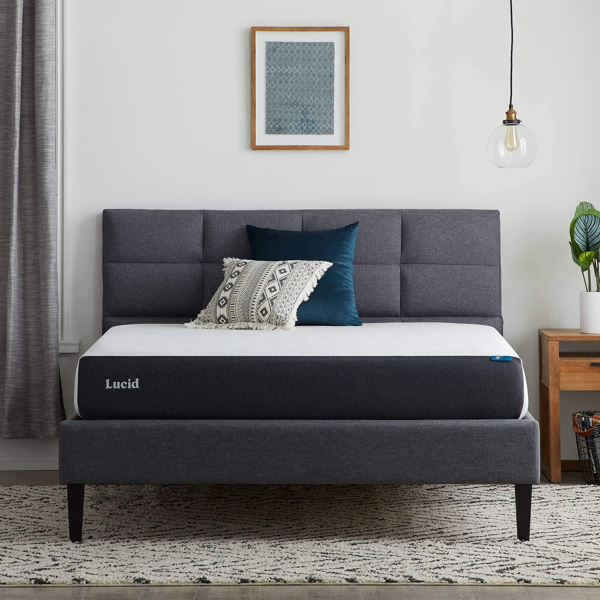Lucid 8 Inch Memory Foam Mattress - Medium Firm Feel - Infused with Refreshing Bamboo Charcoal and Cooling Gel - Bed in a Box