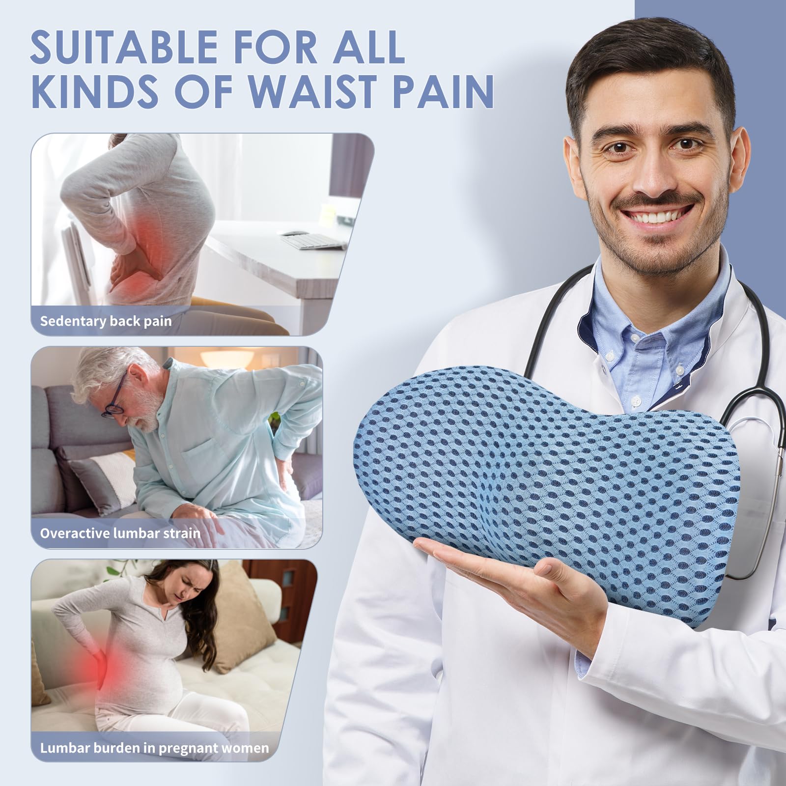 Support Pillow, Back Pillow for Low Back Pain Relief, Ergonomic