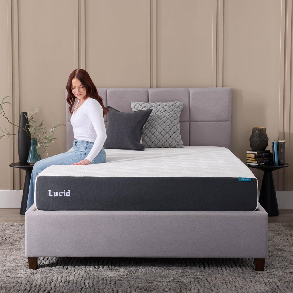 Lucid 8 Inch Memory Foam Mattress - Medium Firm Feel - Infused with Refreshing Bamboo Charcoal and Cooling Gel - Bed in a Box