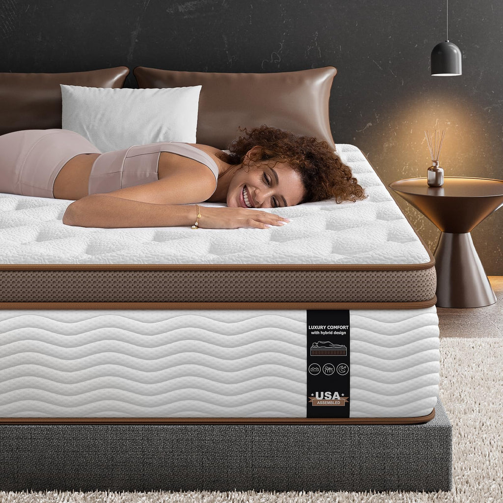 Queen Mattress 14 Inch - Firm Hybrid Mattress with Orthopedic Spinal Support for Back Pain