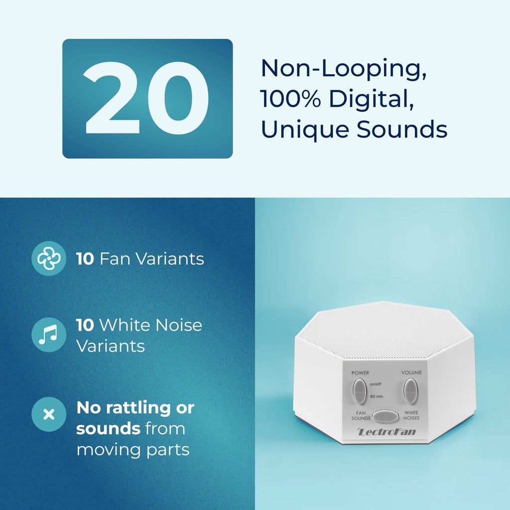 Adaptive Sound Technologies LectroFan Classic White Noise Machine - Compact Sleep Sound Machine
