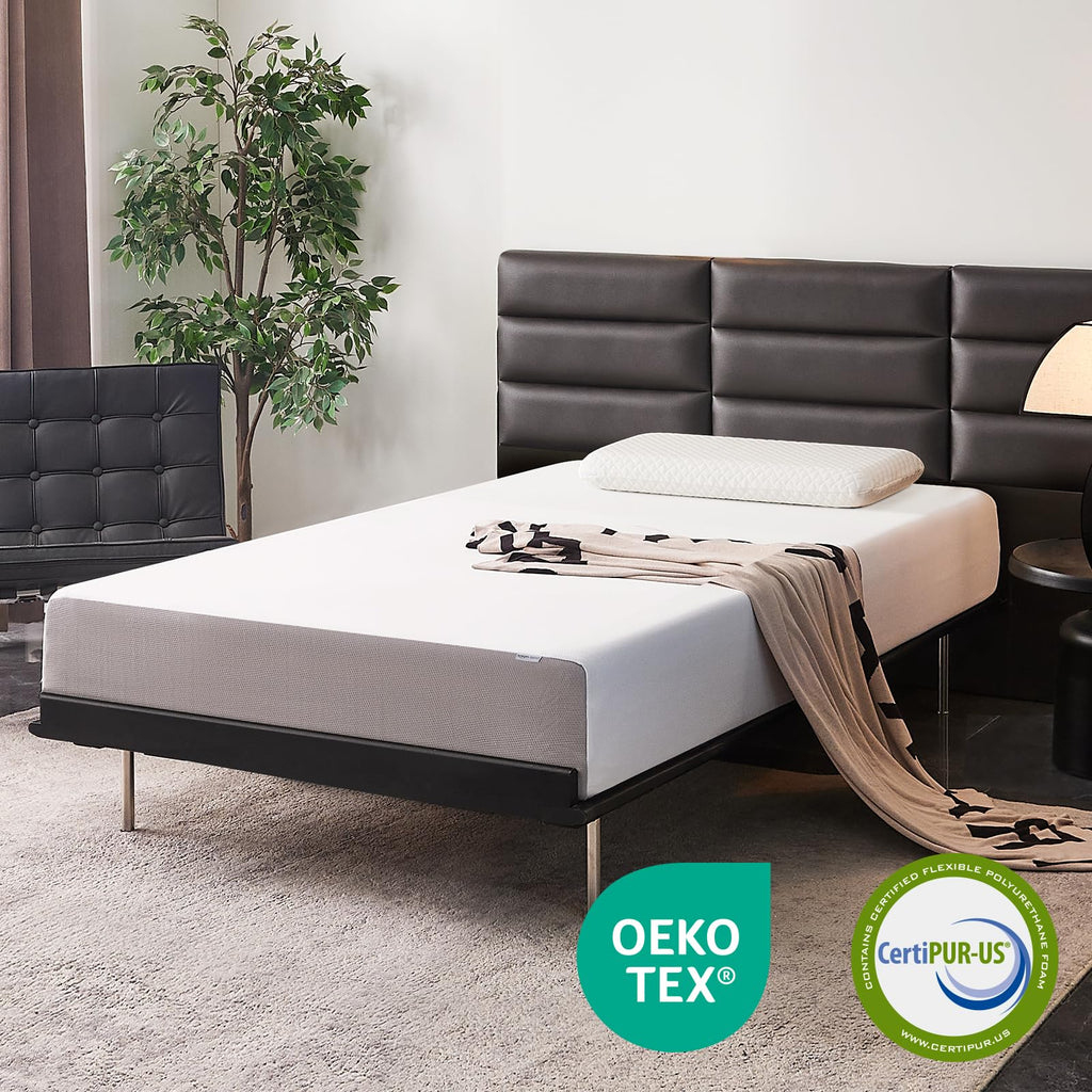 Memory Foam Mattress, Soft Plush Feel, Breathable, 12 Inch, Queen, White/Grey