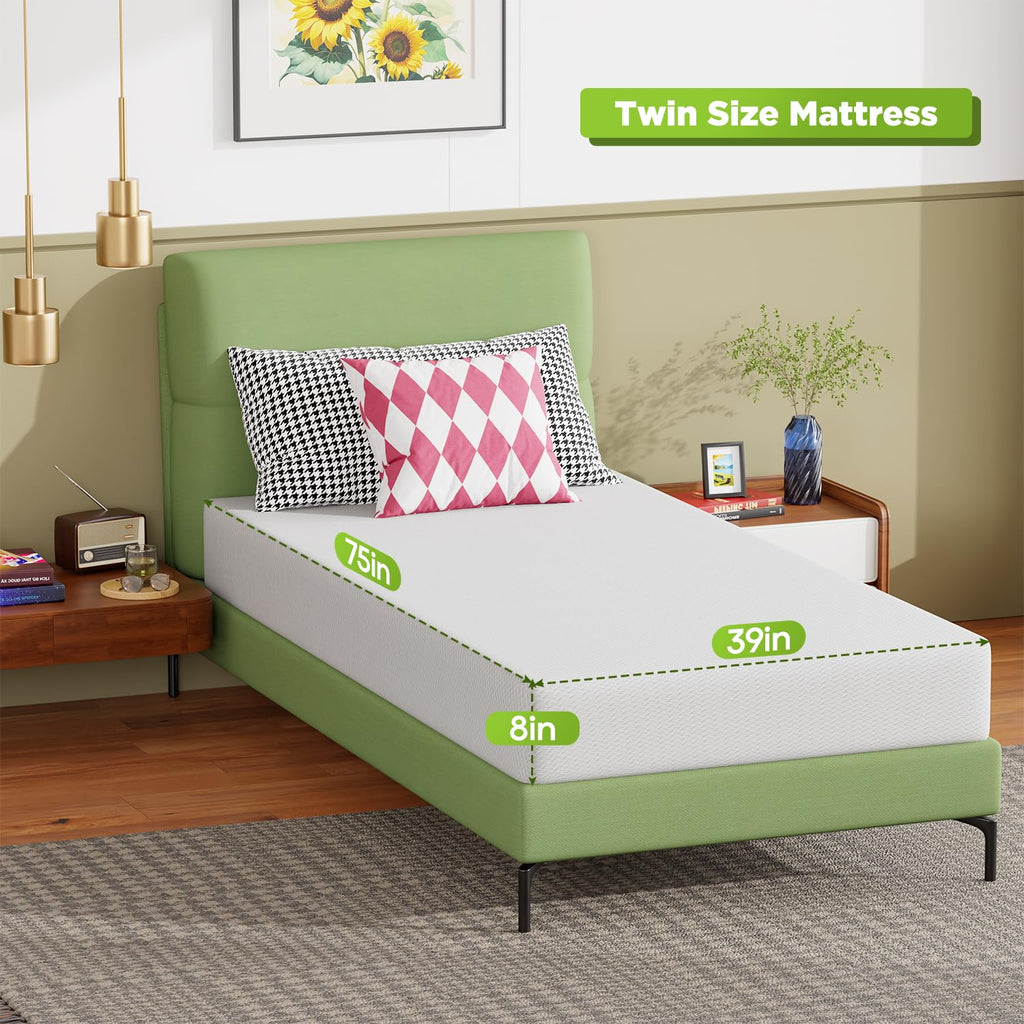 Gel Memory Foam Mattress | White | Bed in a Box,Pressure Relief, Cooling Ventilated Foam
