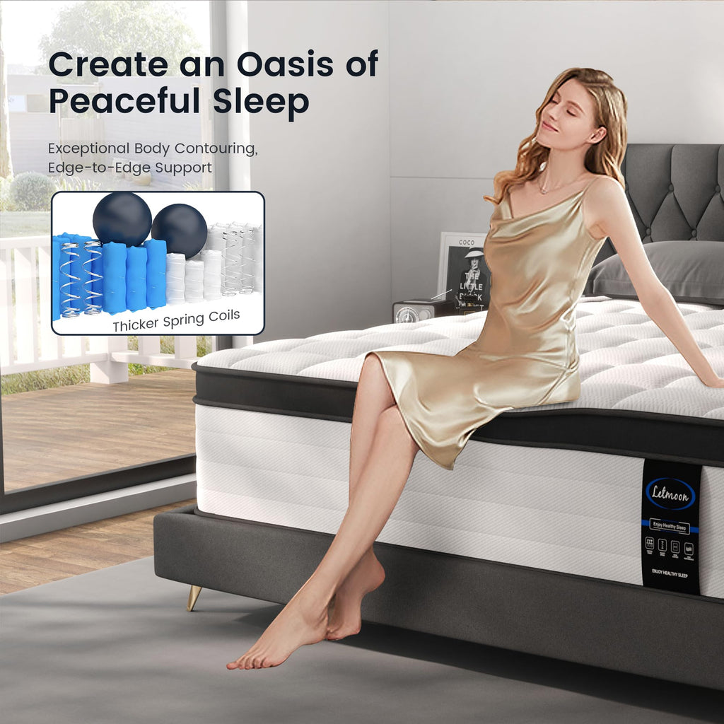 Queen Size Mattresses, 16 Inch Hybrid Queen Mattress in a Box