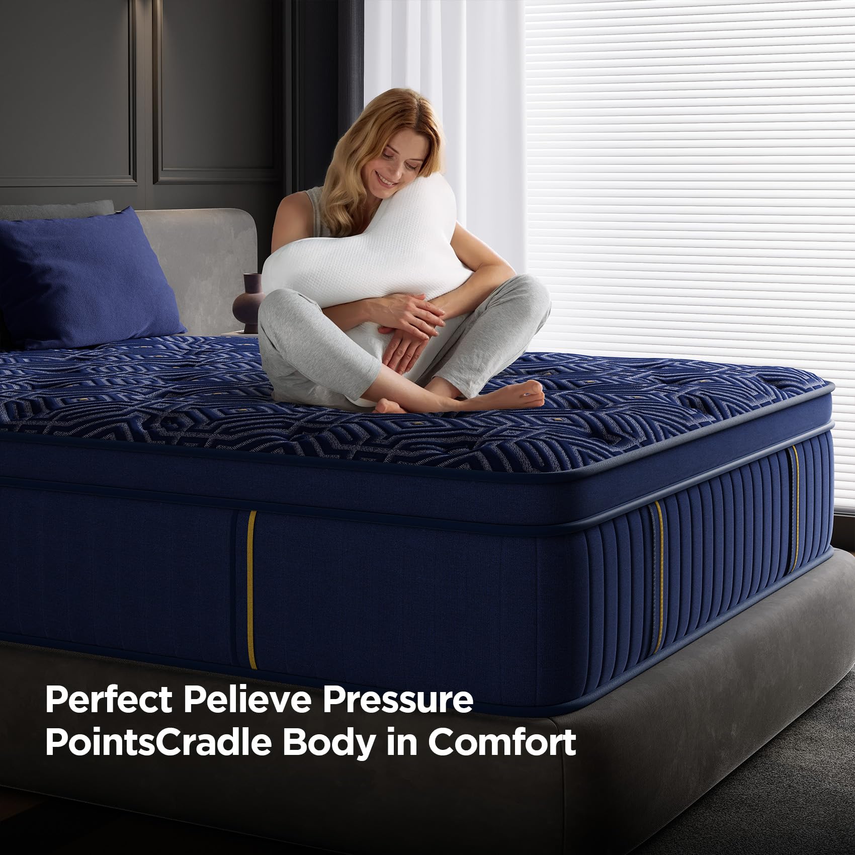 King Size Mattress 14 Inch, King Mattresses in a Box Hybrid Medium Feel Memory Foam and Individual Pocket Springs