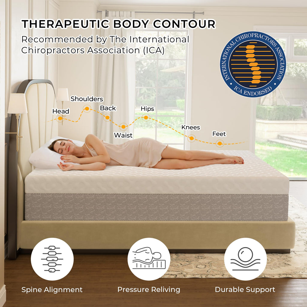 12 Inch Memory Foam Mattress in a Box for Back Pain, Cooling Gel Bed