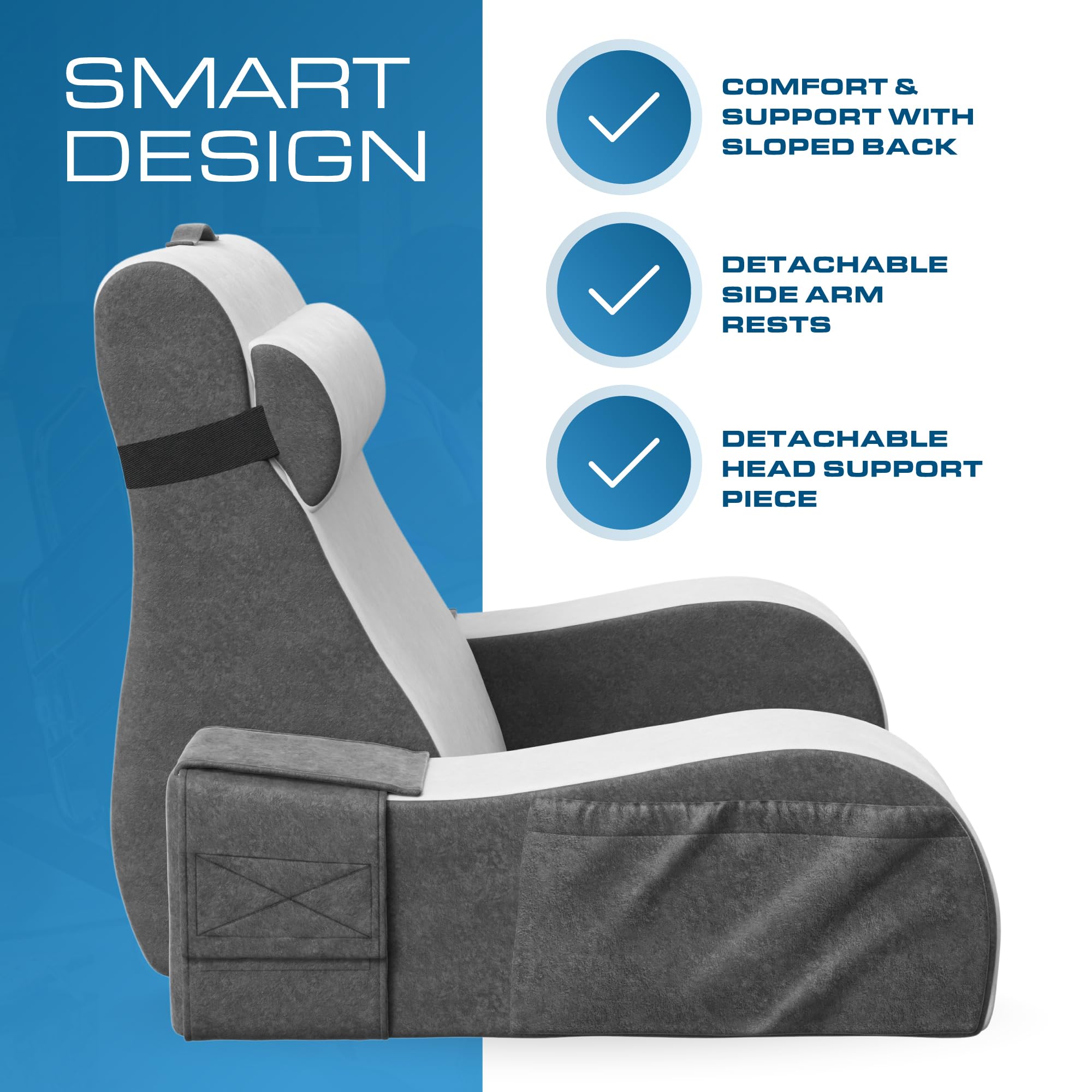 Kolbs Bed Wedge Pillow for Sleep Apnea, FSA Eligible Acid Reflux, and Back Pain Relief, with Chic Jacquard Cover - Headboard Wedges for Sleeping (Standard Width 7.5" Height)