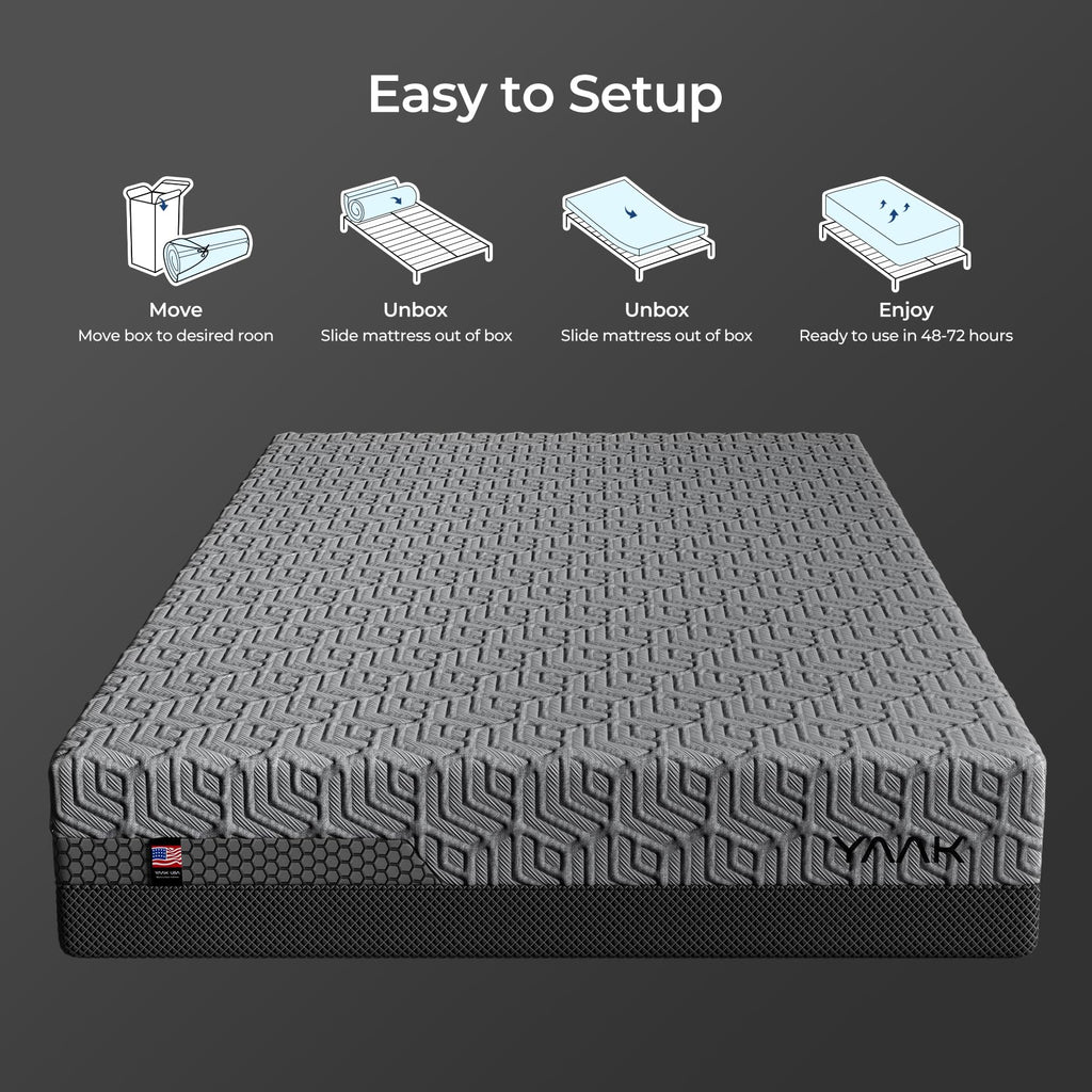 12 Inch Memory Foam Mattress in a Box for Back Pain, Cooling Gel Bed