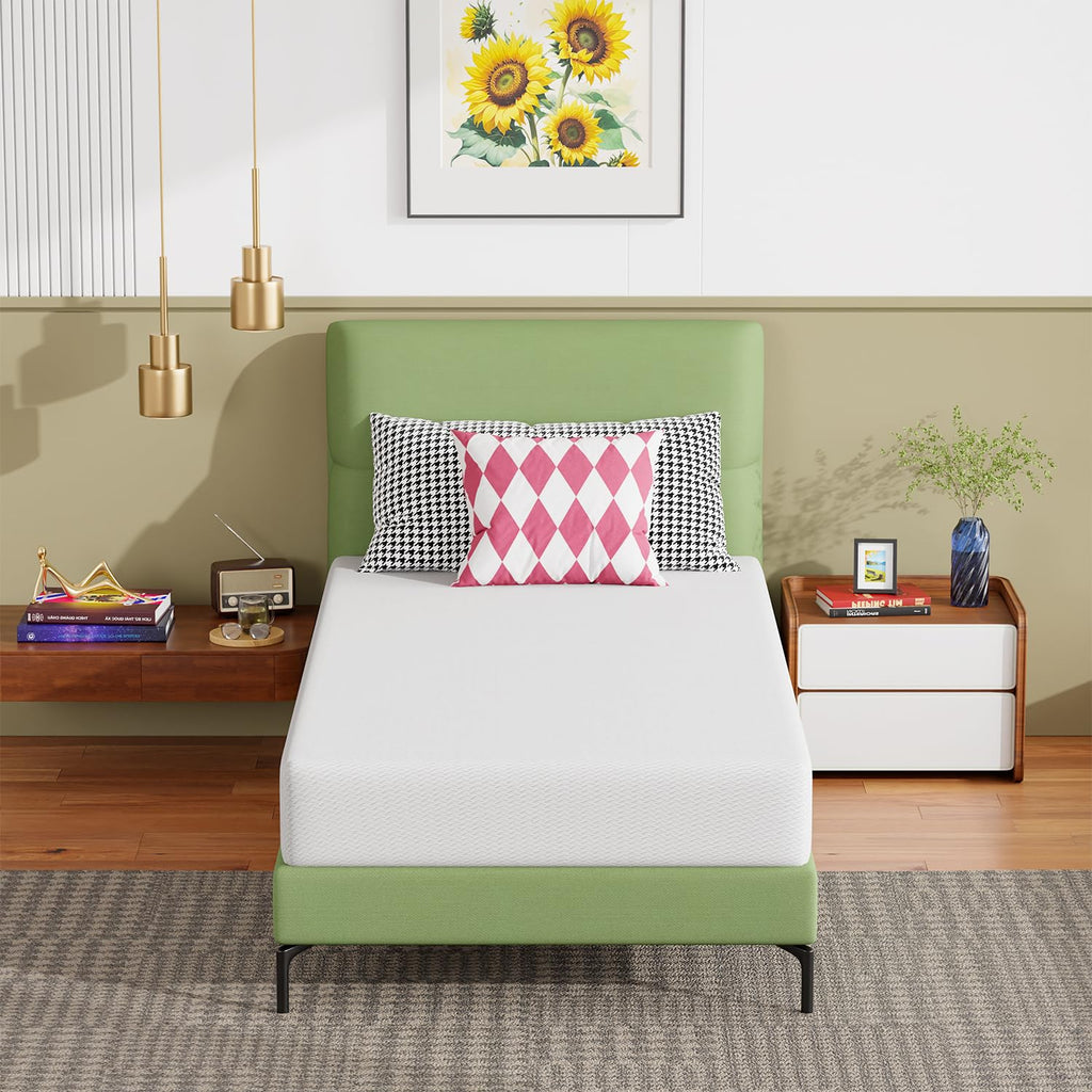Gel Memory Foam Mattress | White | Bed in a Box,Pressure Relief, Cooling Ventilated Foam