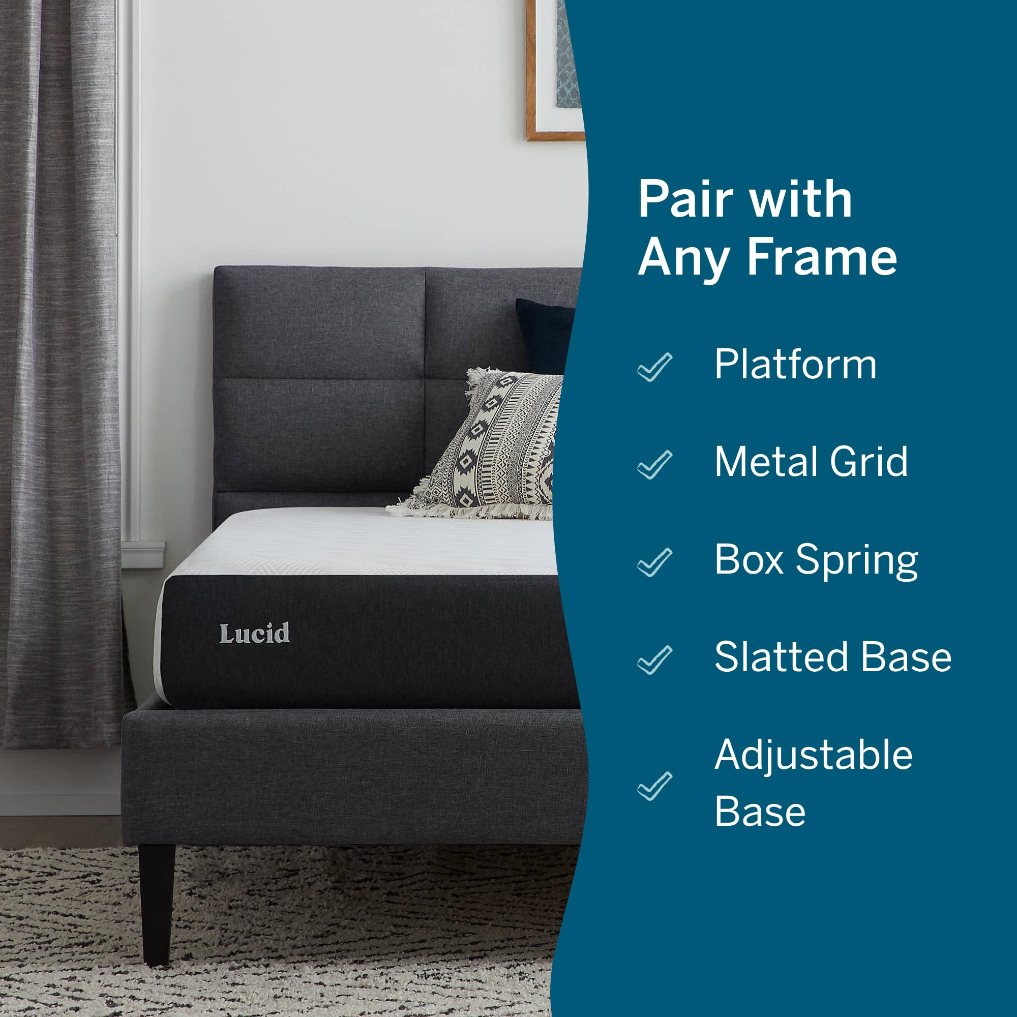Lucid 8 Inch Memory Foam Mattress - Medium Firm Feel - Infused with Refreshing Bamboo Charcoal and Cooling Gel - Bed in a Box