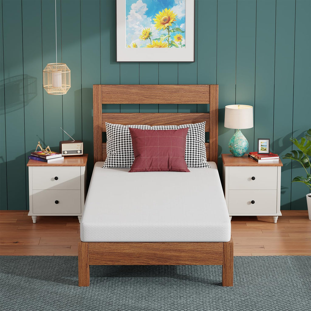 Gel Memory Foam Mattress | White | Bed in a Box,Pressure Relief, Cooling Ventilated Foam