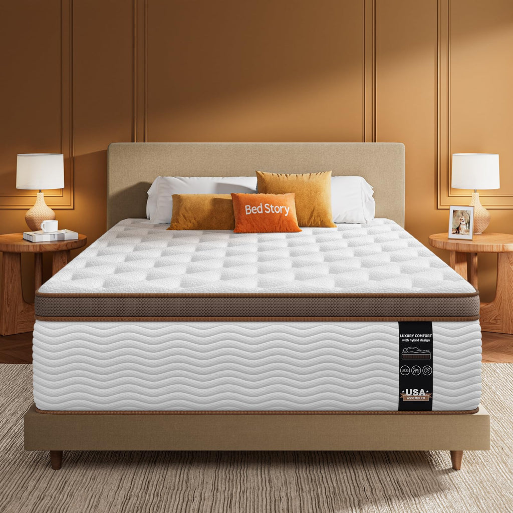 Queen Mattress 14 Inch - Firm Hybrid Mattress with Orthopedic Spinal Support for Back Pain