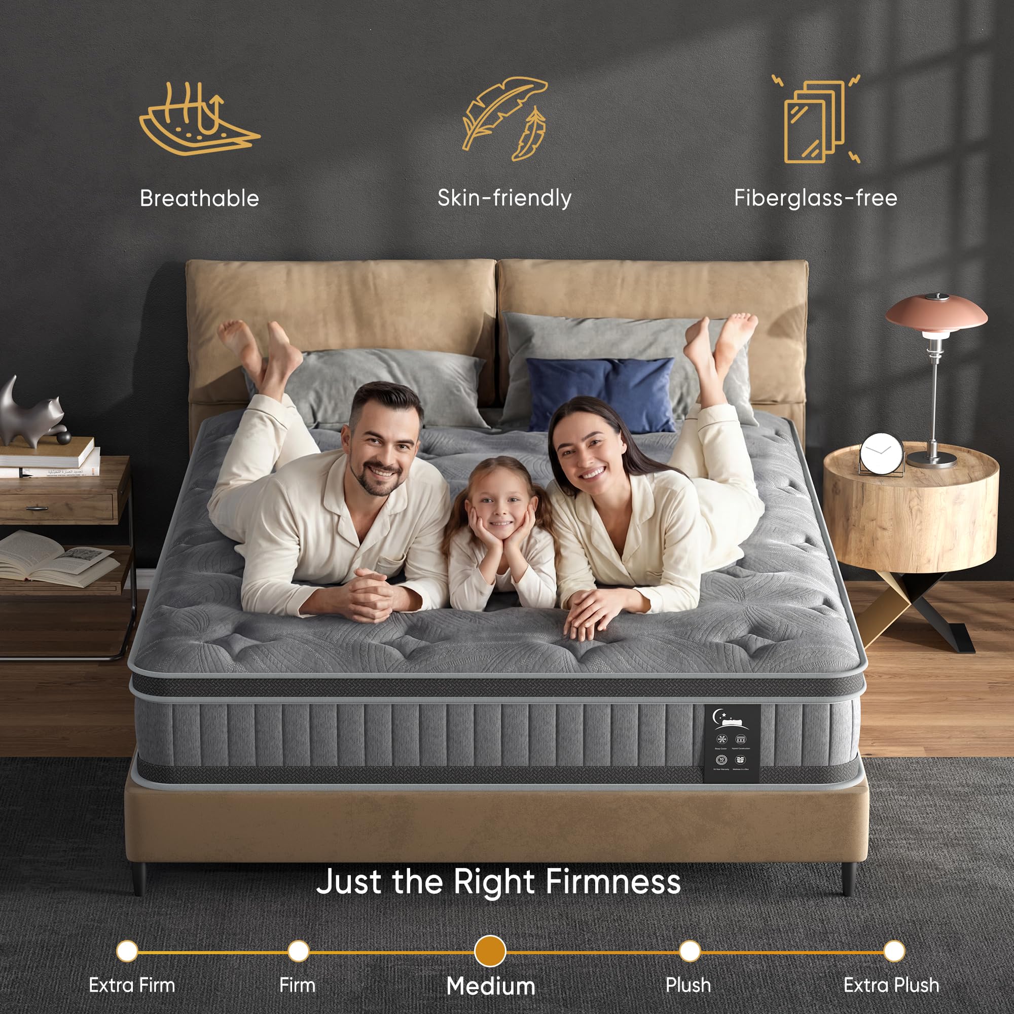 Full Mattress 12 Inch in a Box, Hybrid Full Mattress with Memory Foam and Innersprings