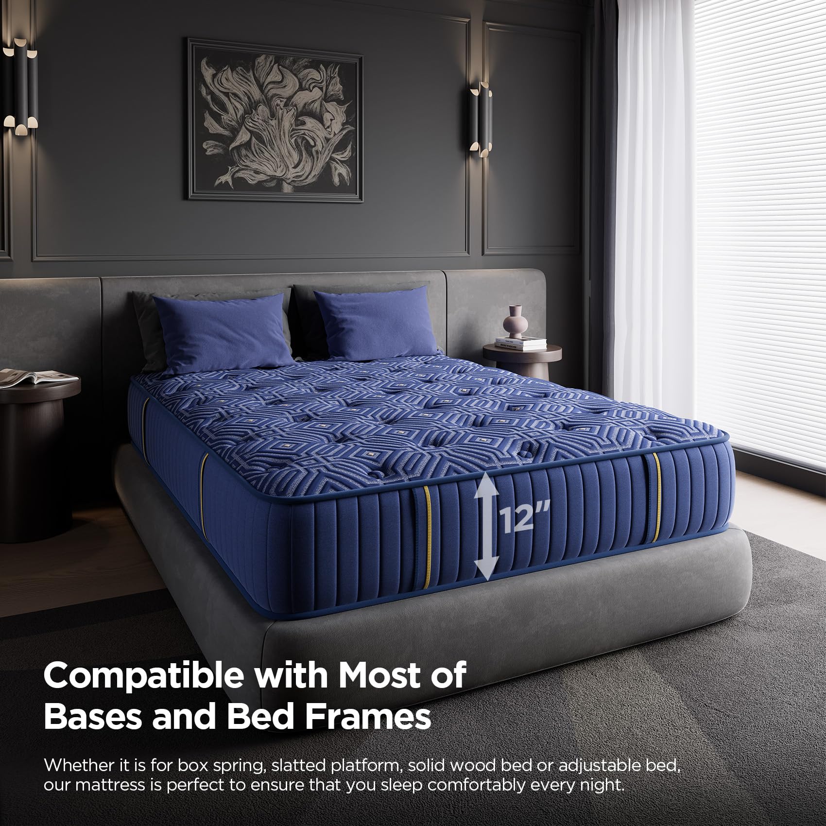 King Size Mattress 14 Inch, King Mattresses in a Box Hybrid Medium Feel Memory Foam and Individual Pocket Springs