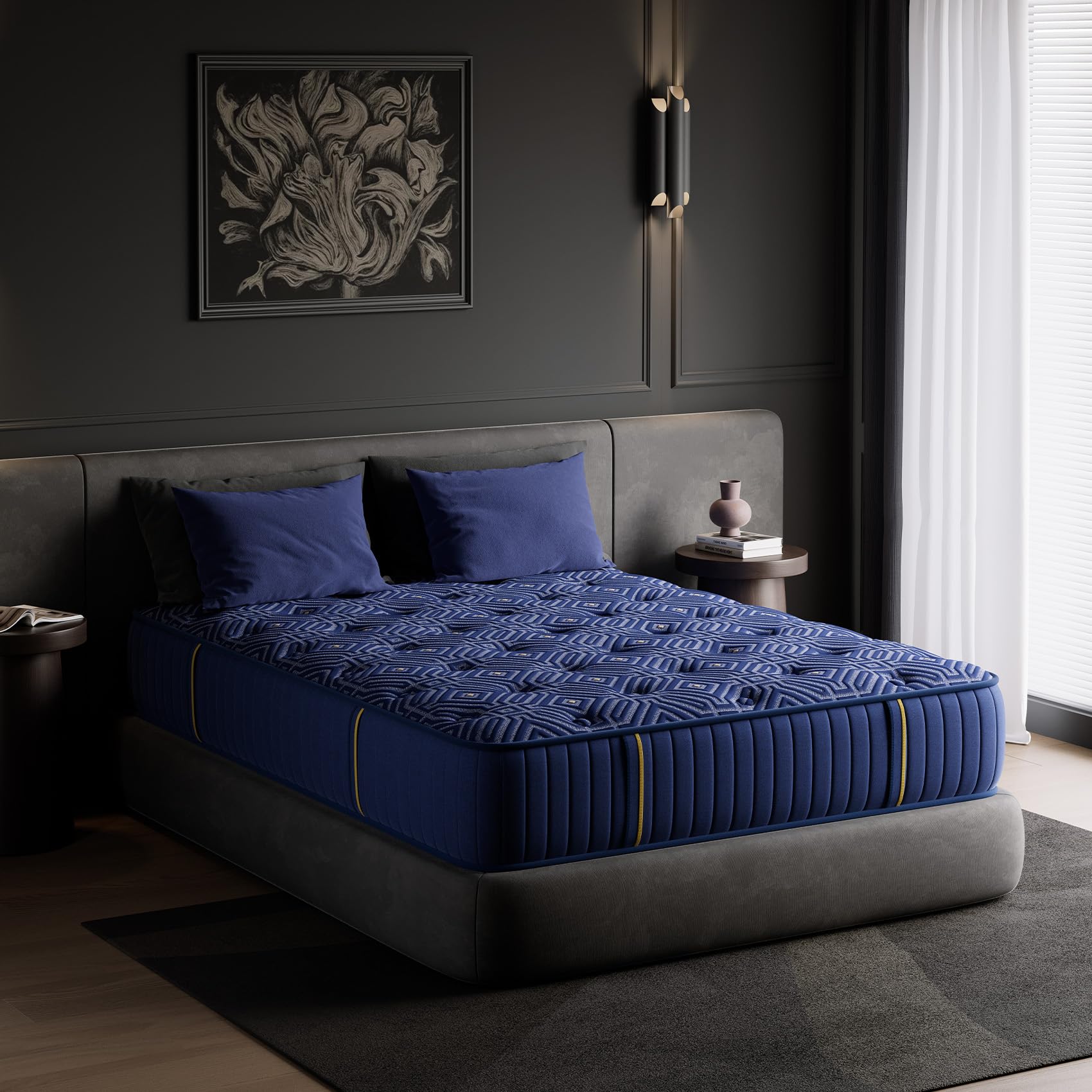 King Size Mattress 14 Inch, King Mattresses in a Box Hybrid Medium Feel Memory Foam and Individual Pocket Springs