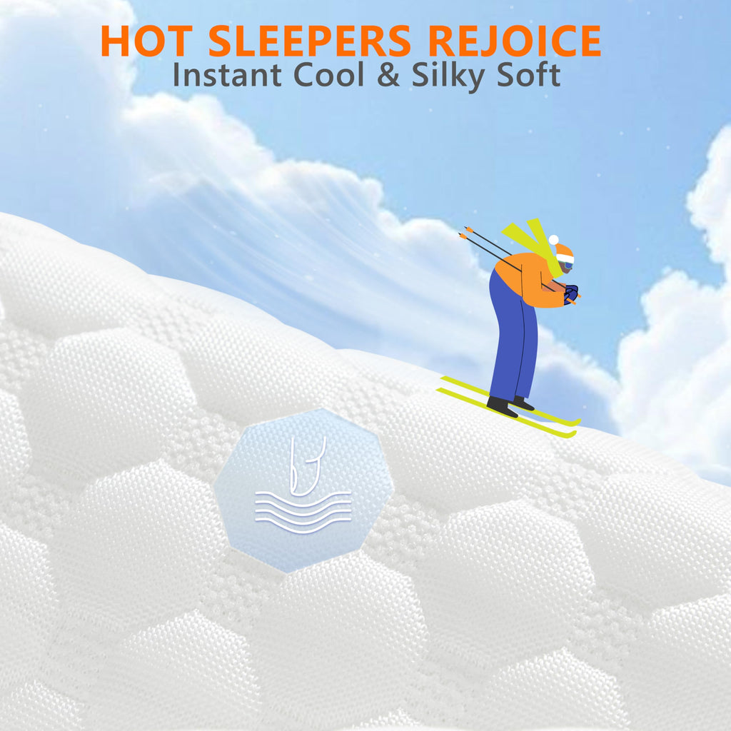 Cooling Pillows Queen Size Set of 2, Memory Foam Pillows with Zipper