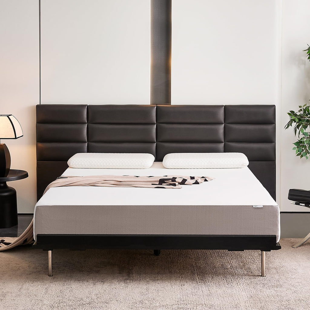Memory Foam Mattress, Soft Plush Feel, Breathable, 12 Inch, Queen, White/Grey