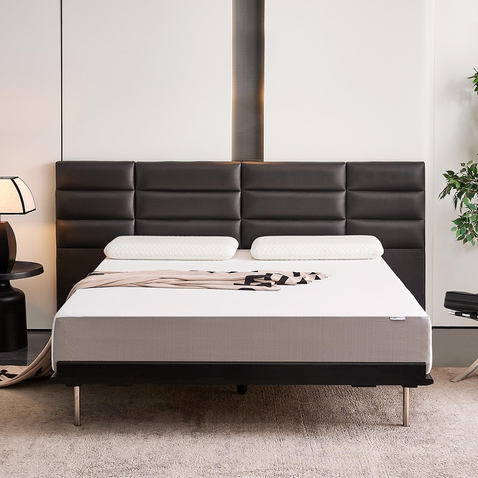 Memory Foam Mattress, Soft Plush Feel, Breathable, 12 Inch, Queen, White/Grey