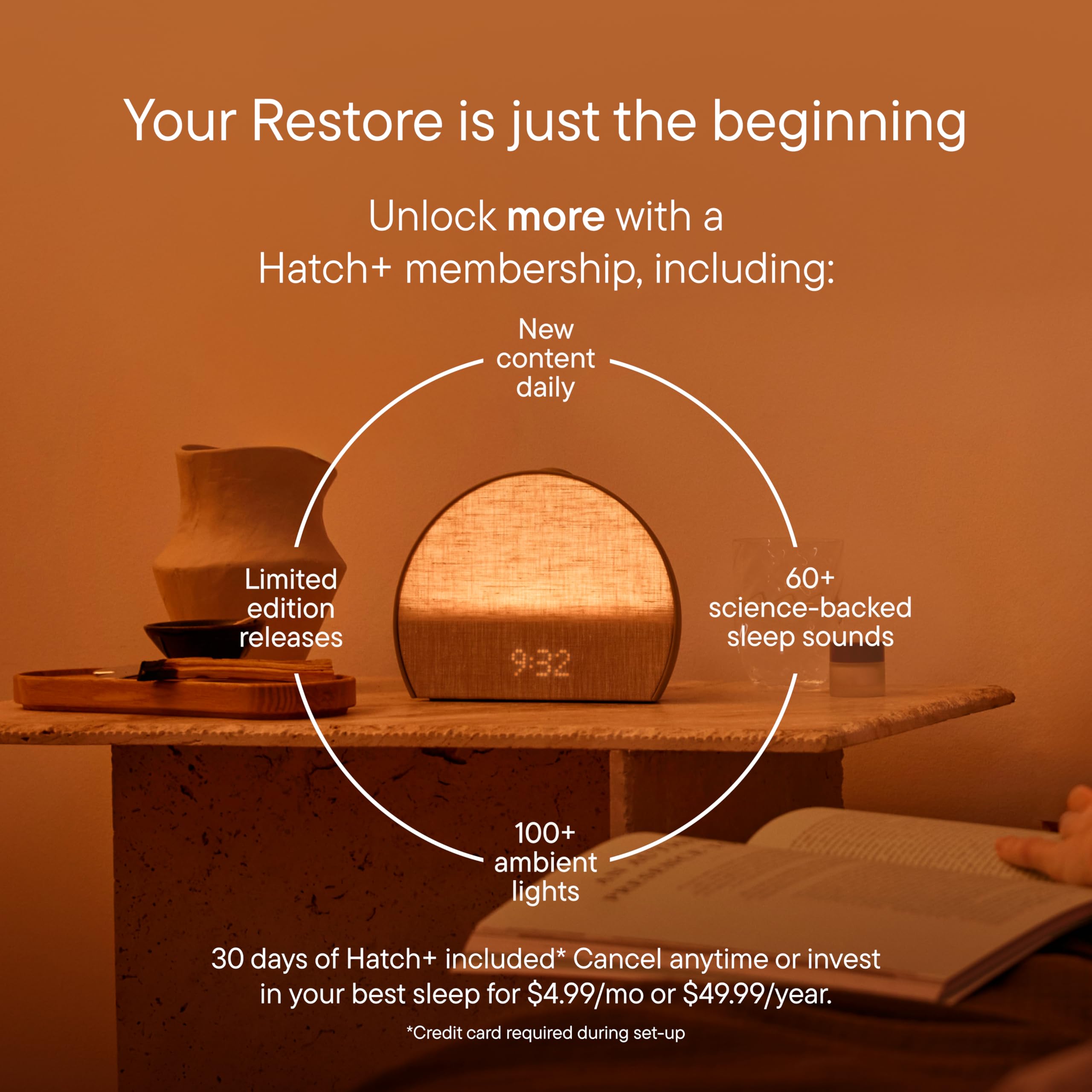 Hatch Restore 3 Sunrise Alarm Clock, Sound Machine, Smart Light (Cocoa) - White Noise