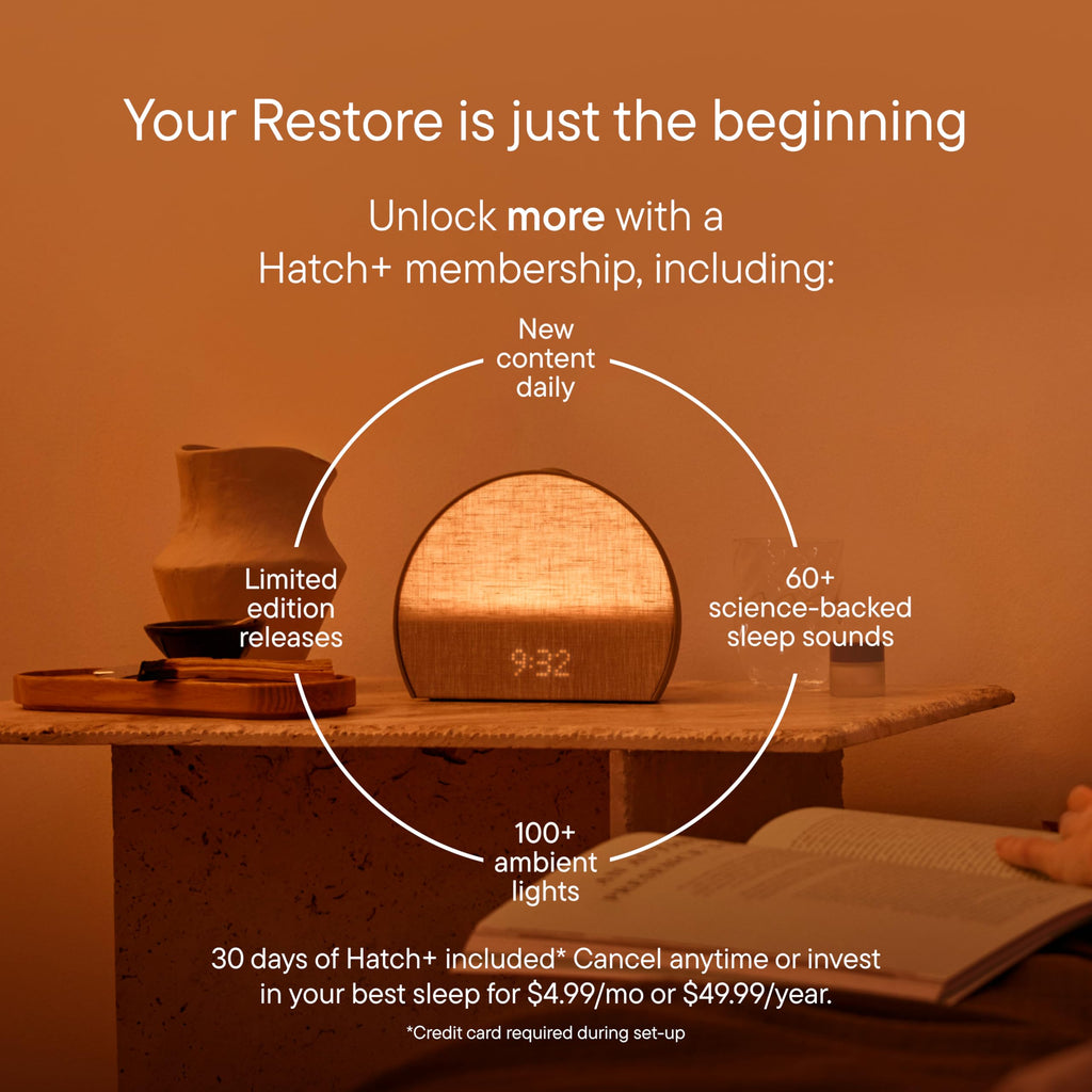 Hatch Restore 3 Sunrise Alarm Clock, Sound Machine, Smart Light (Cocoa) - White Noise